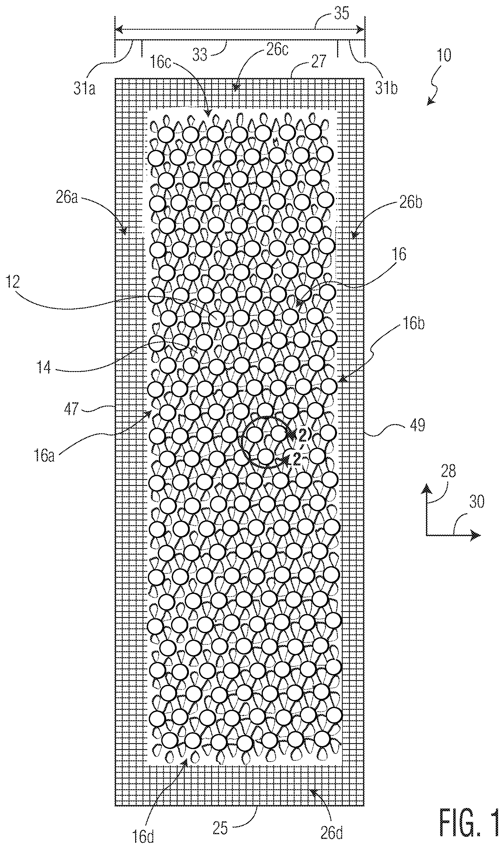 Patent US12350134 Figure 1 – Three-dimensional nonwoven materials and methods of manufacturing thereof