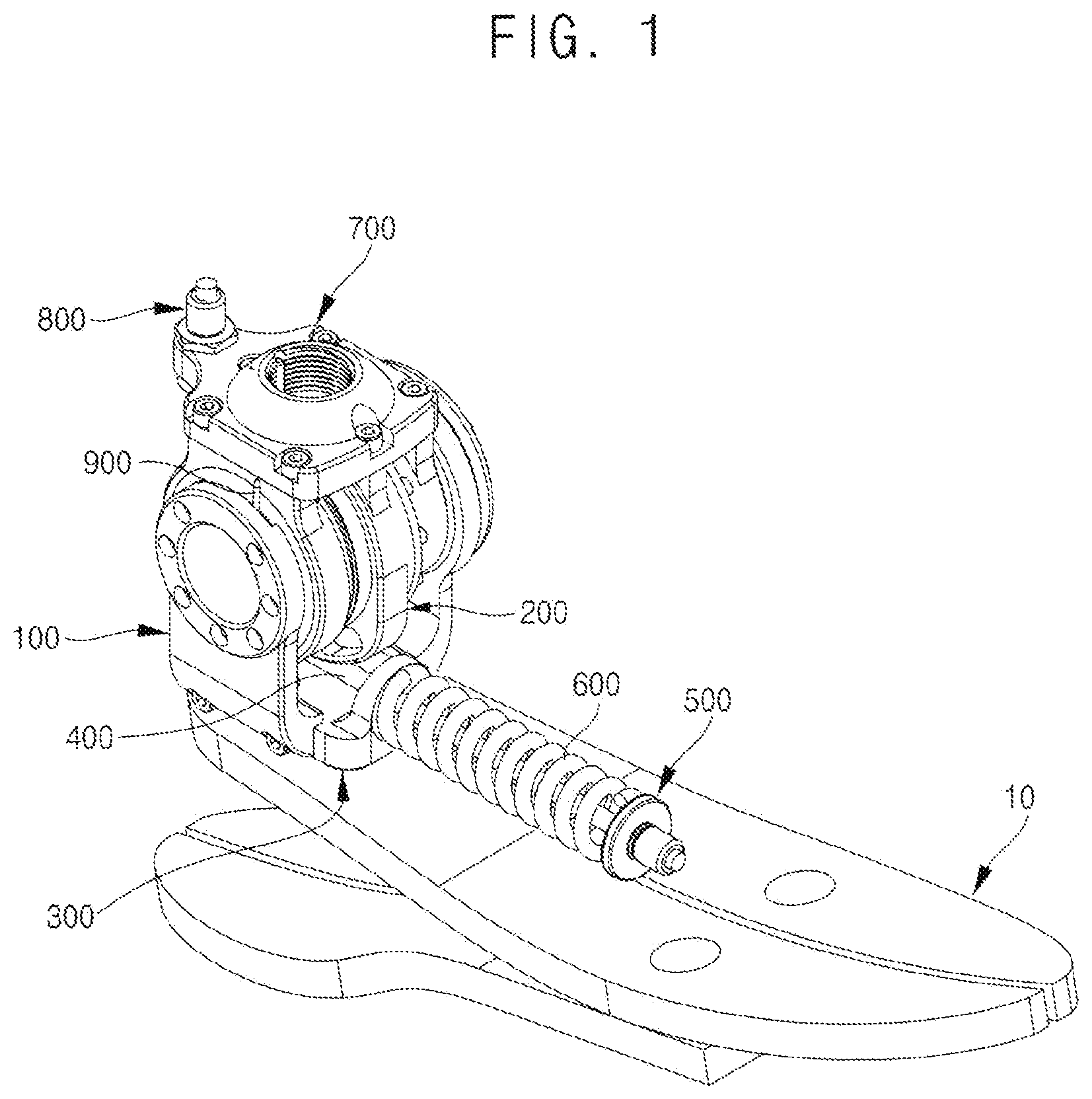 Patent US12350176 — Robotic prosthetic leg and method for driving robotic prosthetic leg — Figure 1