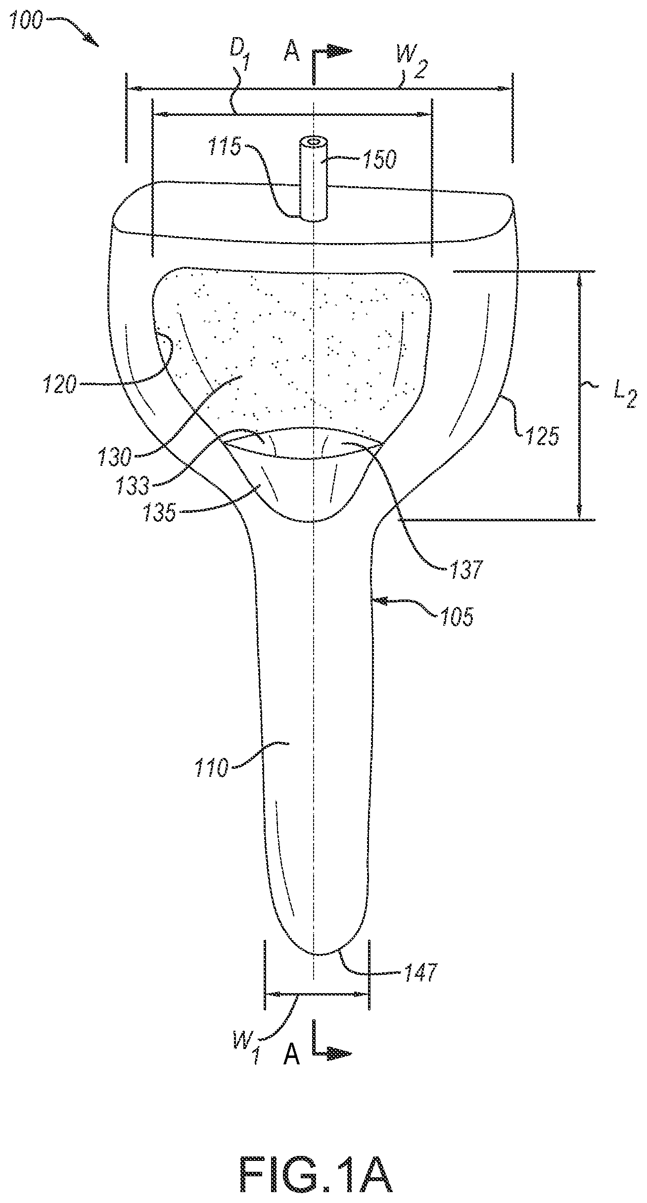 Patent US12350190 — Urine collection devices having a relatively wide portion and an elongated portion and related methods — Figure 1