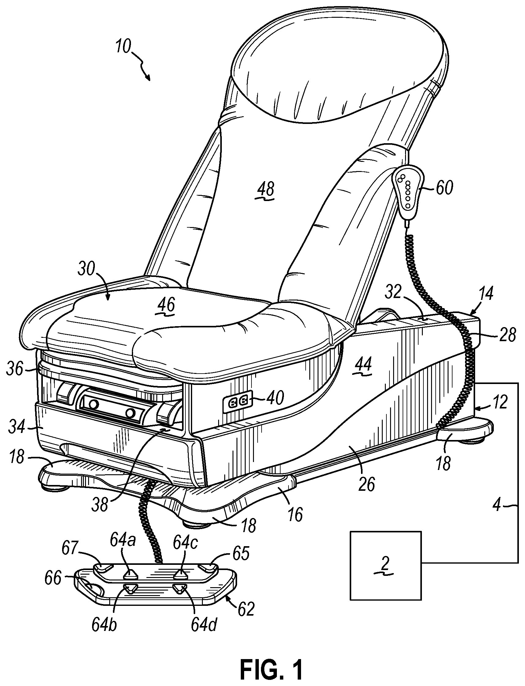 Patent US12350202 — Medical examination table with retractable moving wheels — Figure 1