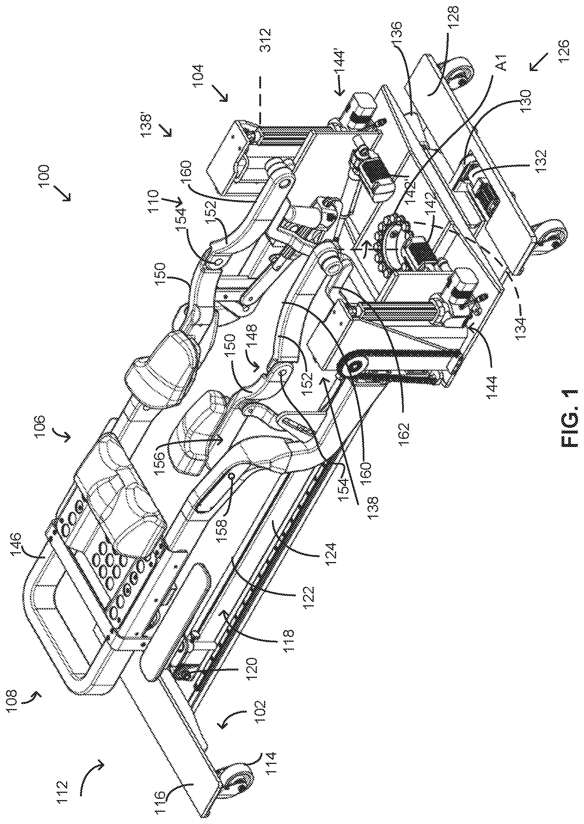 Patent US12350203 Figure 1 – Single and dual column patient positioning support structure