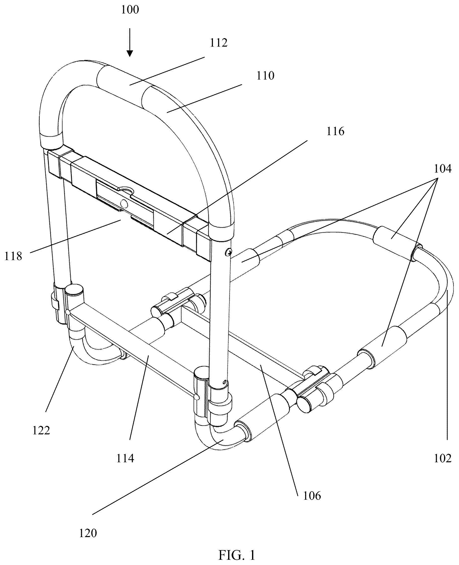 Patent US12350210 — Bed rail system — Figure 1