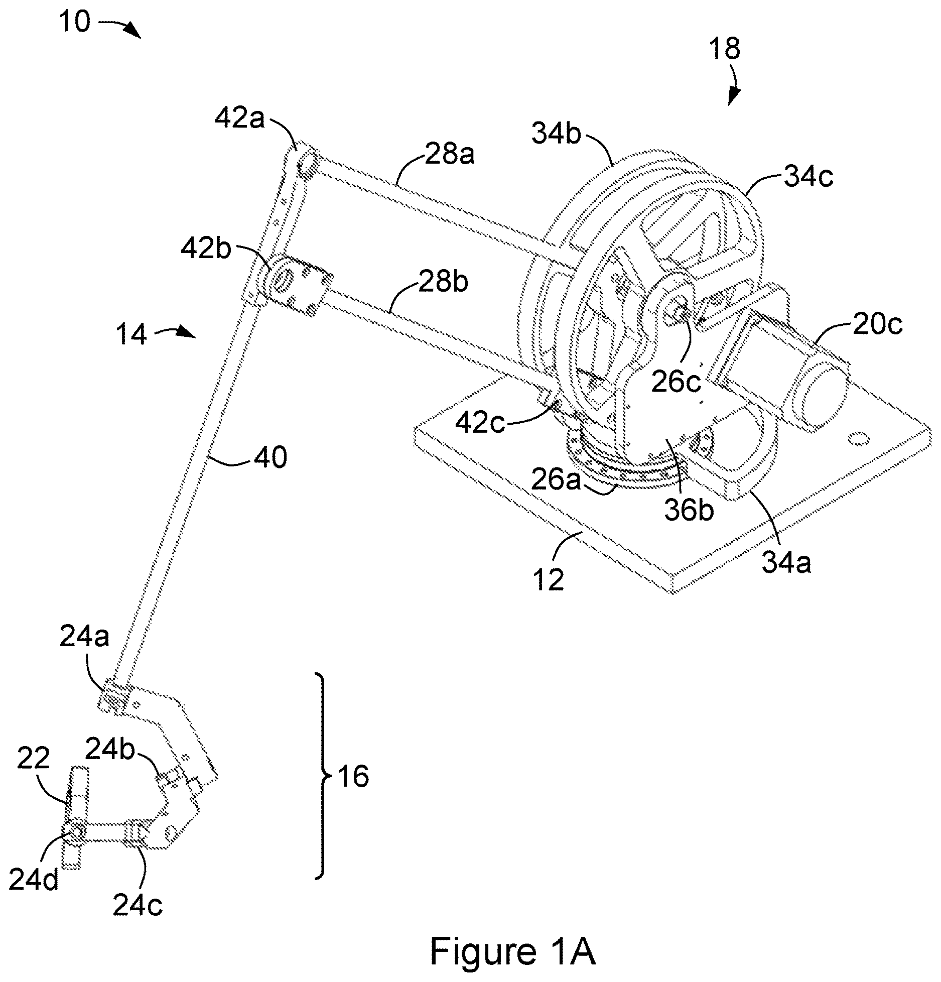Patent US12350215 — Electromechanical robotic manipulandum device — Figure 1
