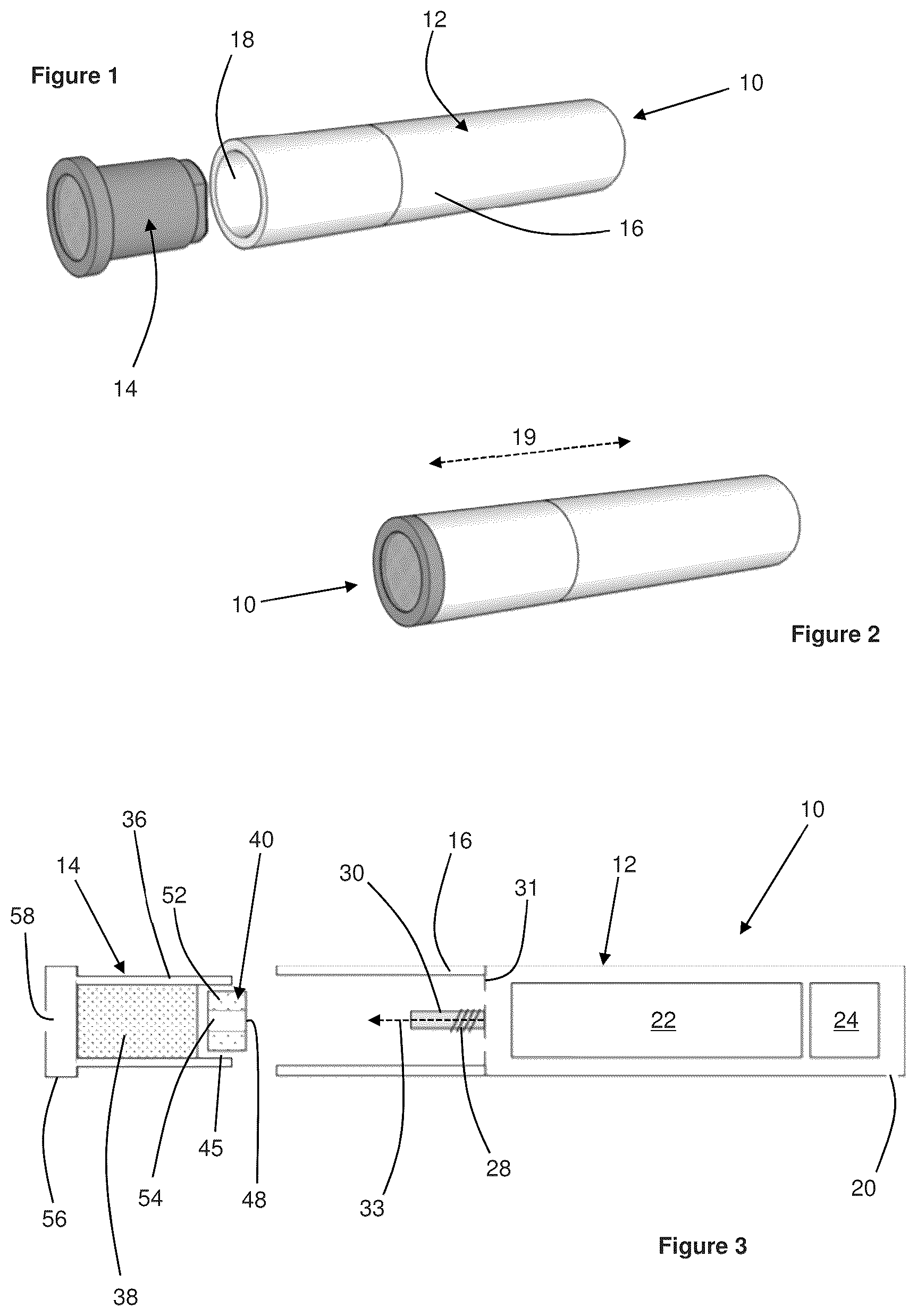 Patent US12350423 Figure 1 – Aerosol-generating system comprising multiple aerosol-forming substrates and a transfer element
