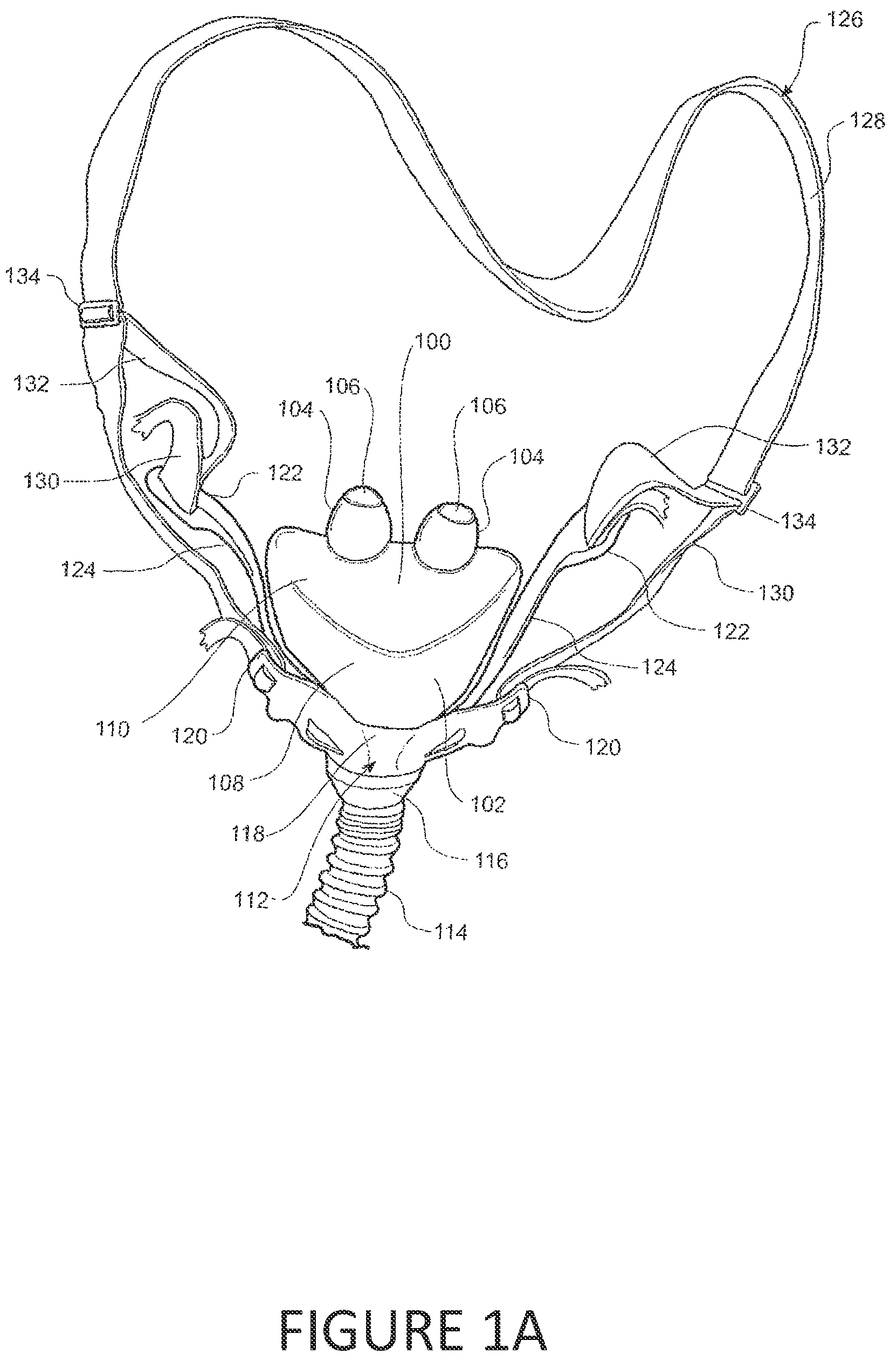 Patent US12350432 Figure 1 – Frame with supporting arms and length adjustable strap