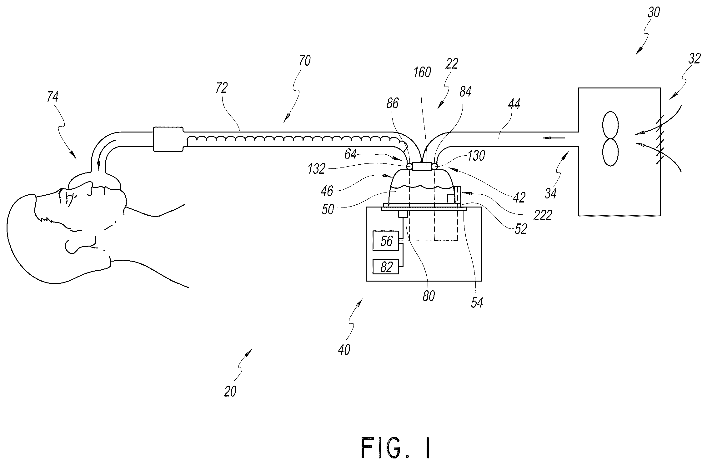 Patent US12350436 Figure 1 – Respiratory gas humidification system