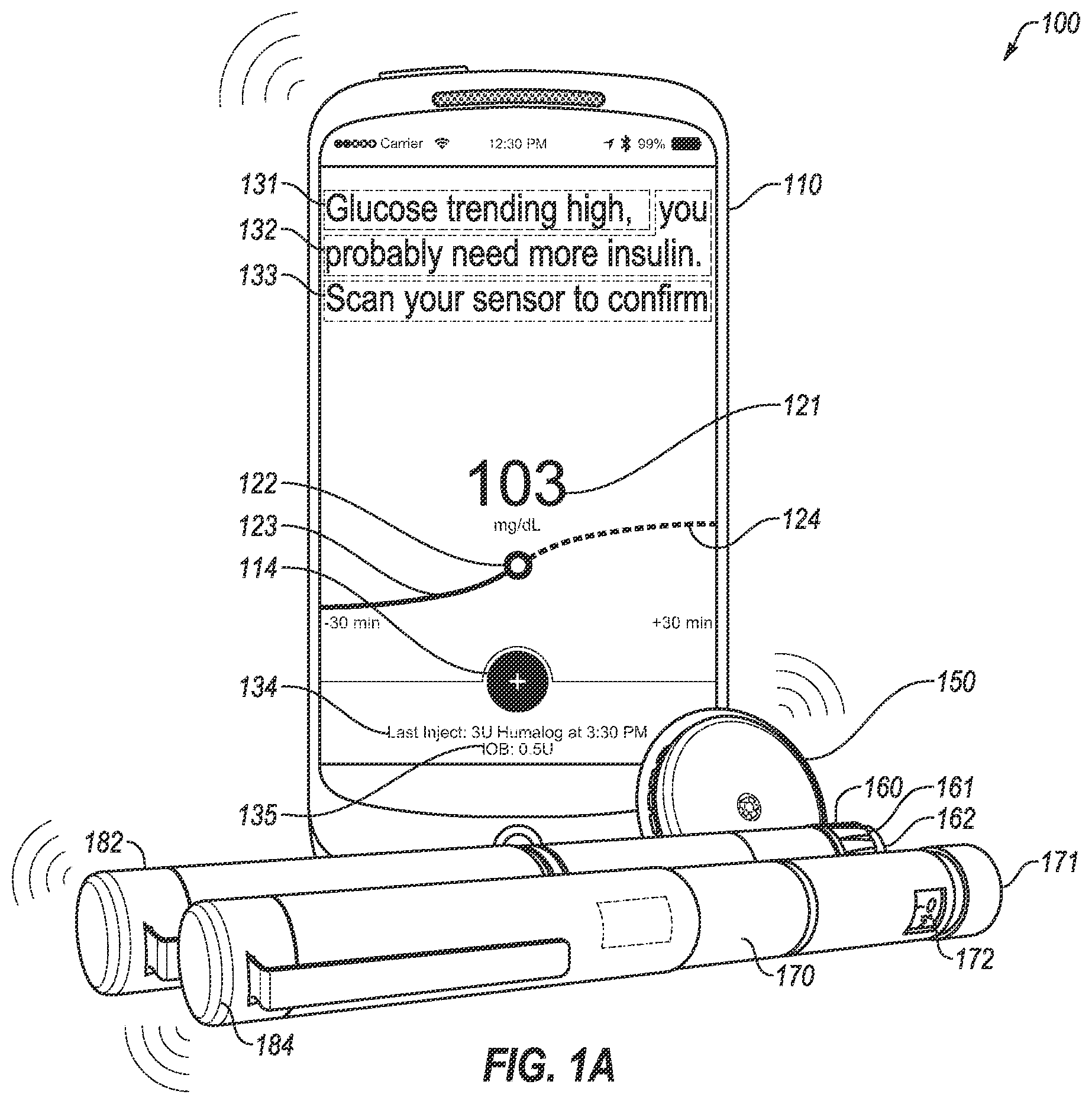 Patent US12350479 — Medicine injection and disease management systems, devices, and methods — Figure 1