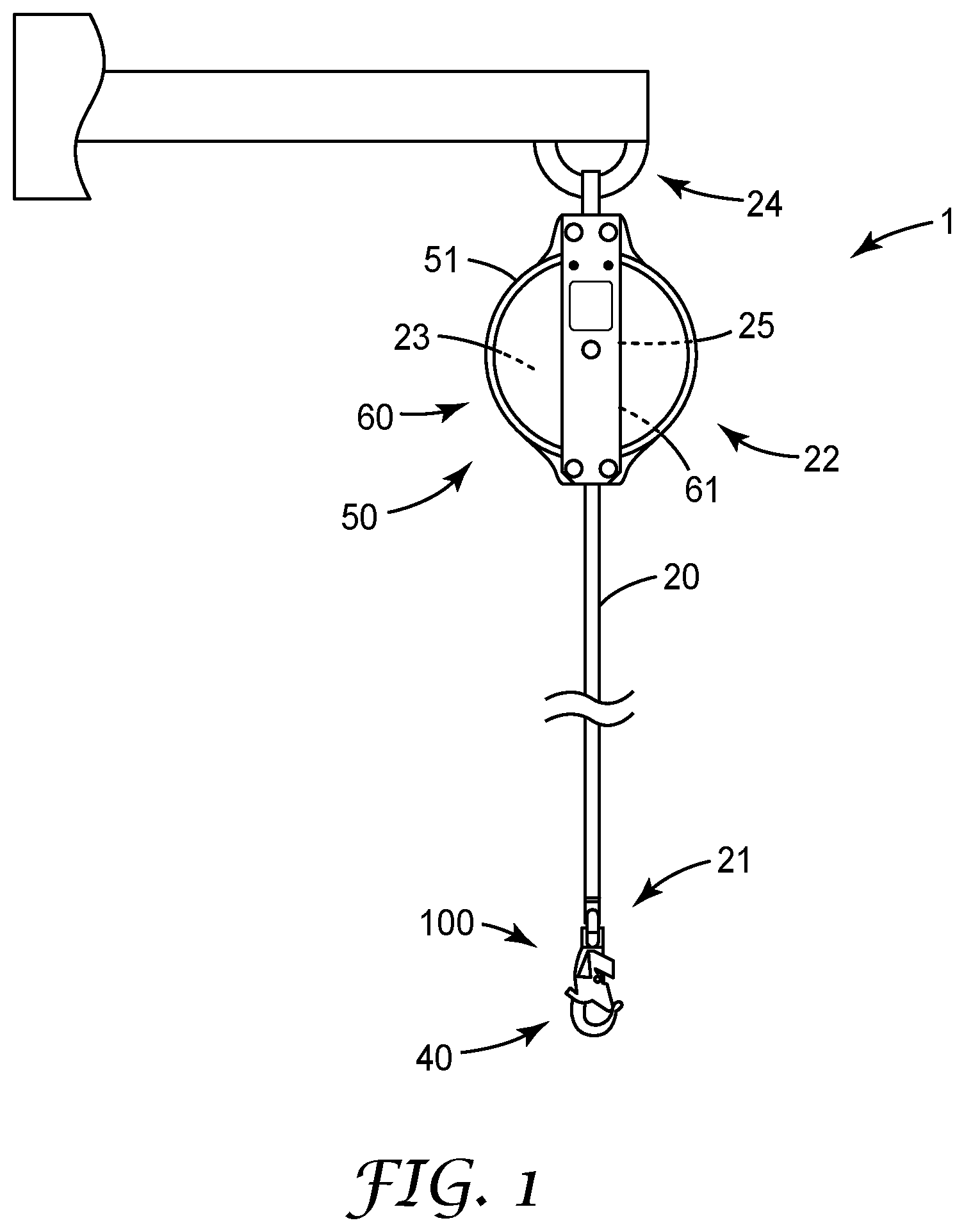 Patent US12350531 Figure 1 – Impact indicator for a fall-protection apparatus, and method of using