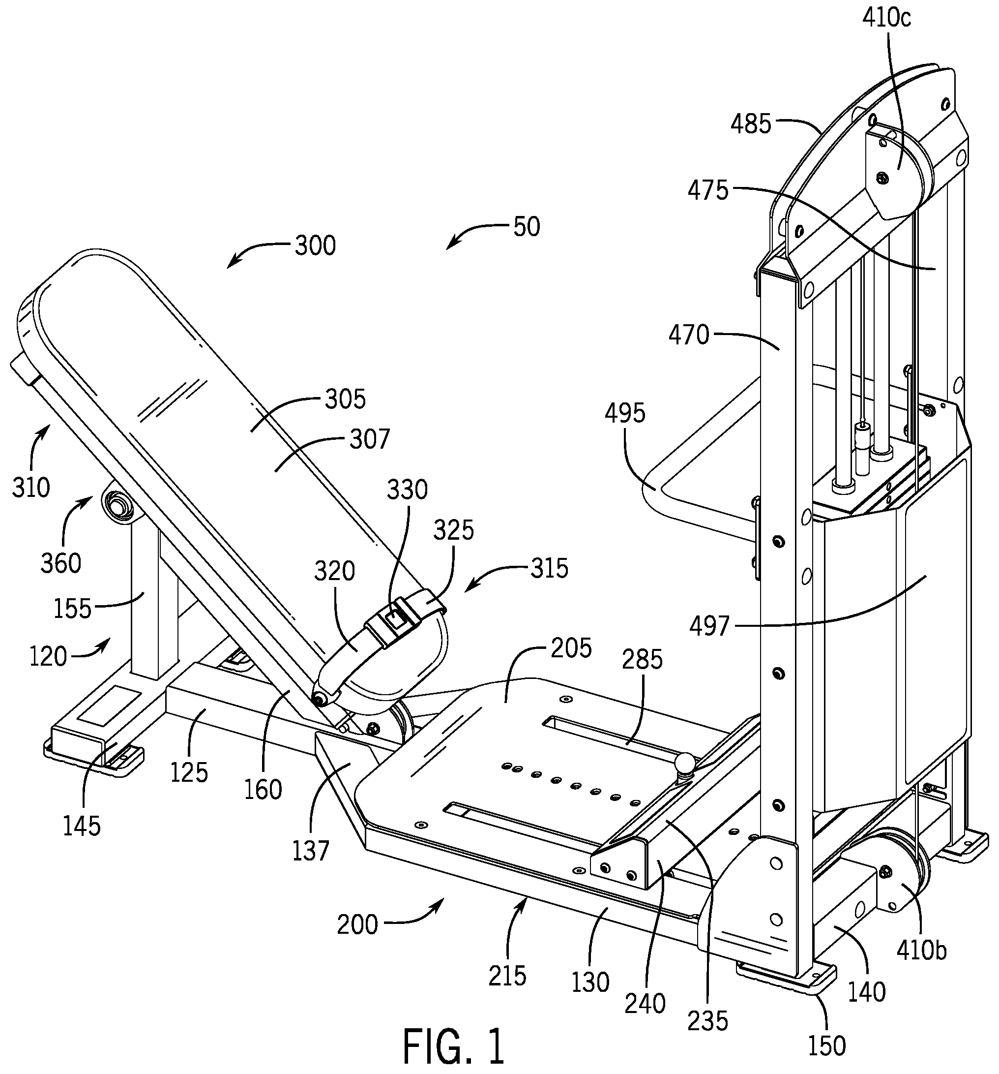 Patent US12350548 Figure 1 – Exercise apparatus for performing a gluteal bridge movement
