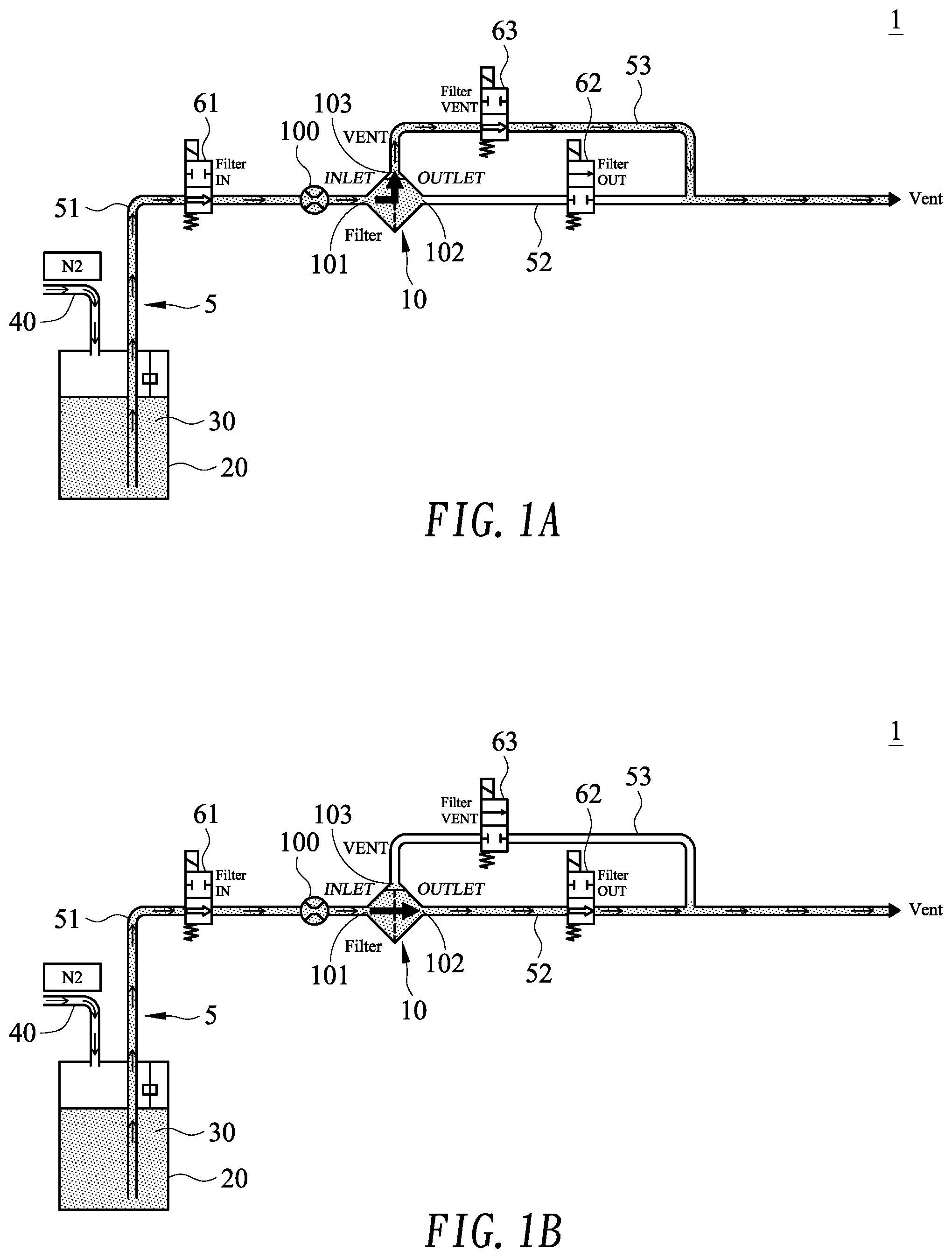 Patent US12350609 Figure 1 – Pre-wet system having pneumatic circulation