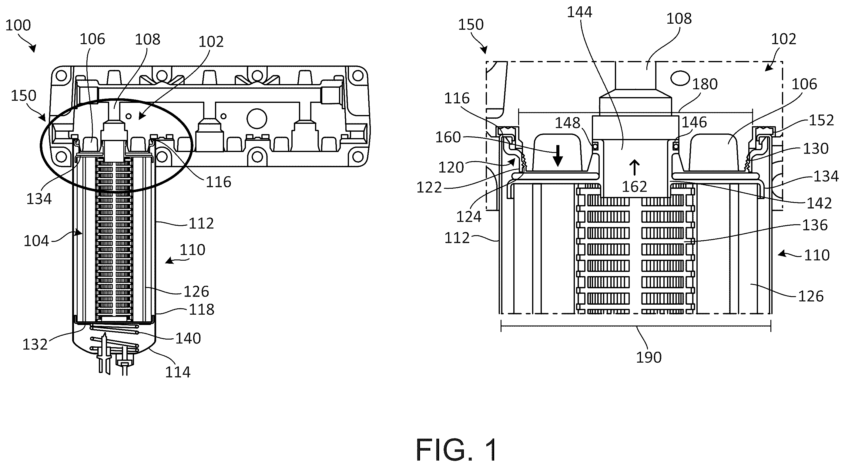 Patent US12350612 — Multiple threaded connector for filter — Figure 1