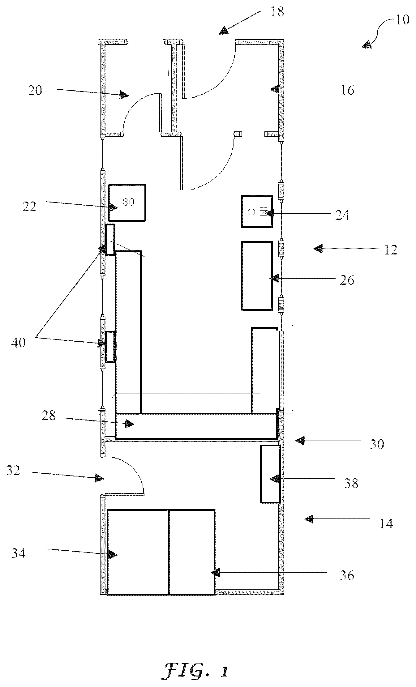 Patent US12350660 Figure 1 – Modular, self-contained, mobile clean room
