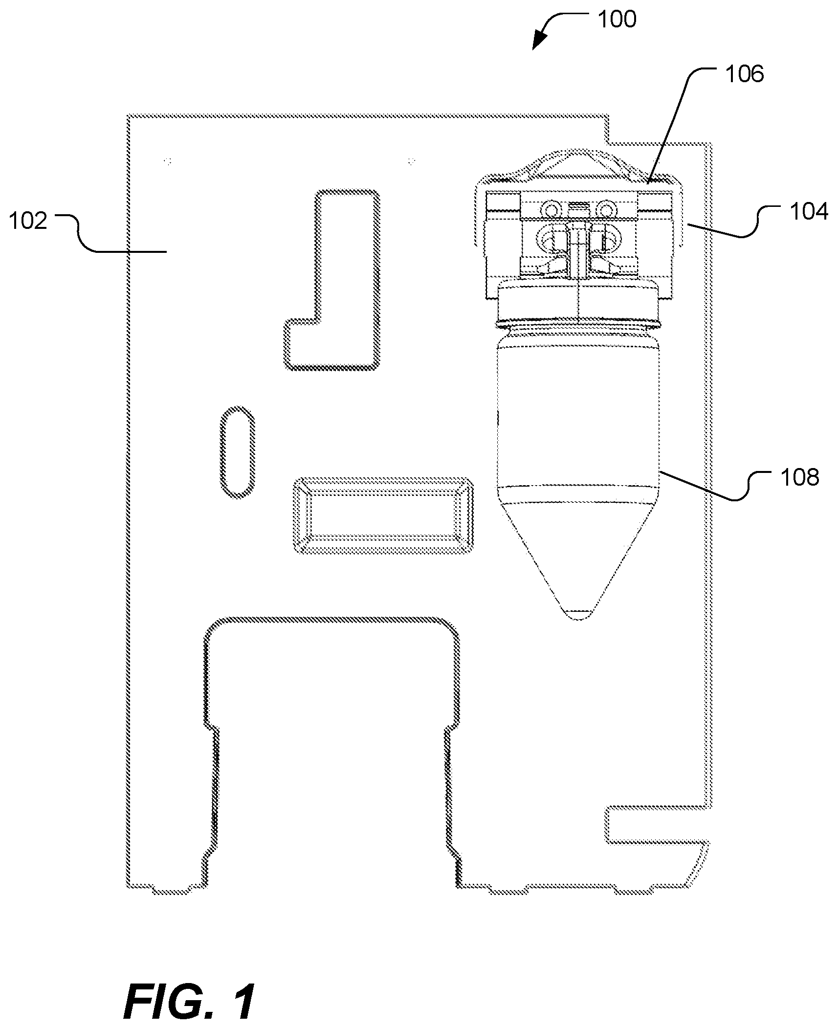 Patent US12350679 — Fluid interface to receive removable container — Figure 1