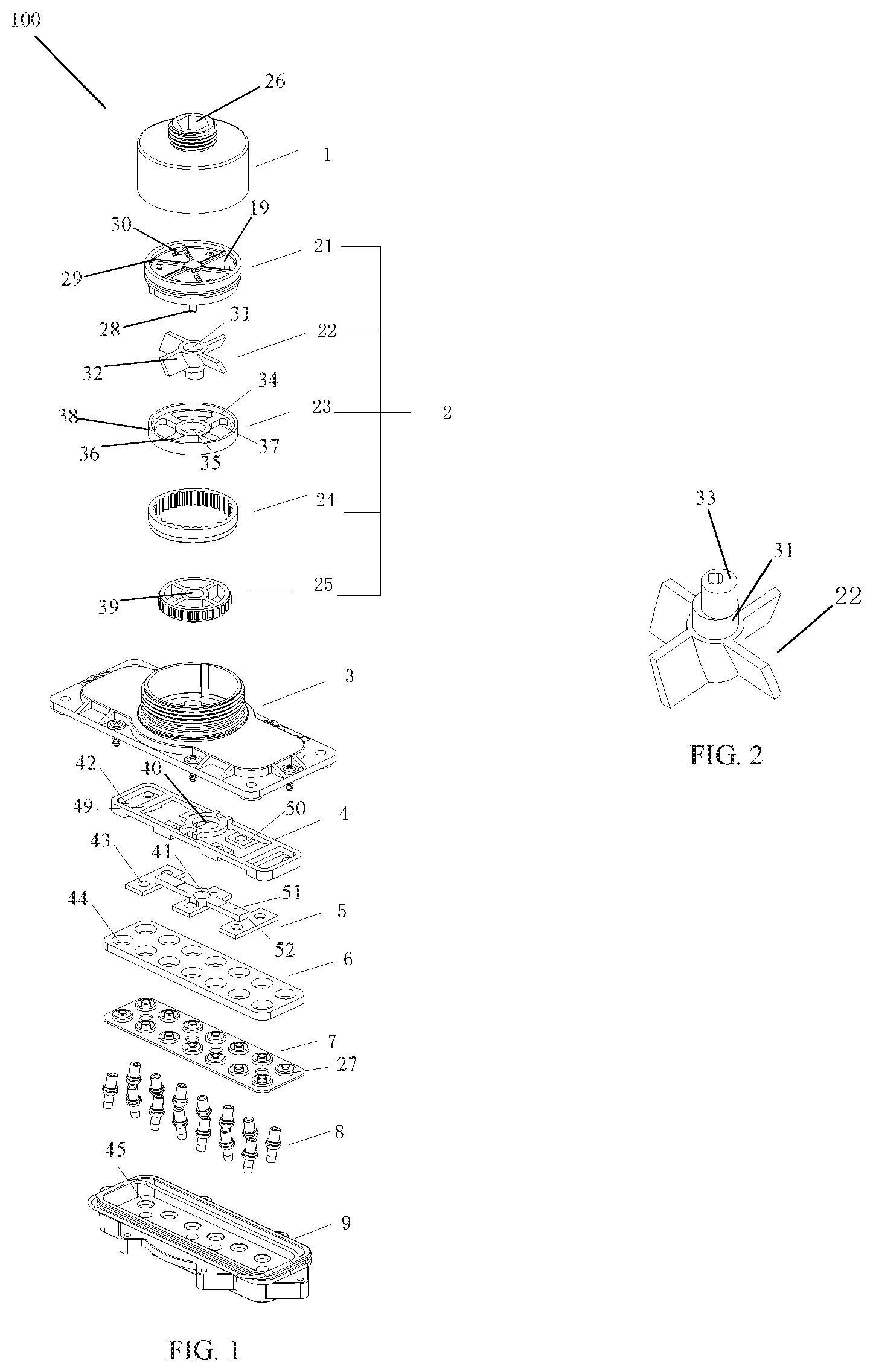Patent US12350690 Figure 1 – Water outlet structure assembly