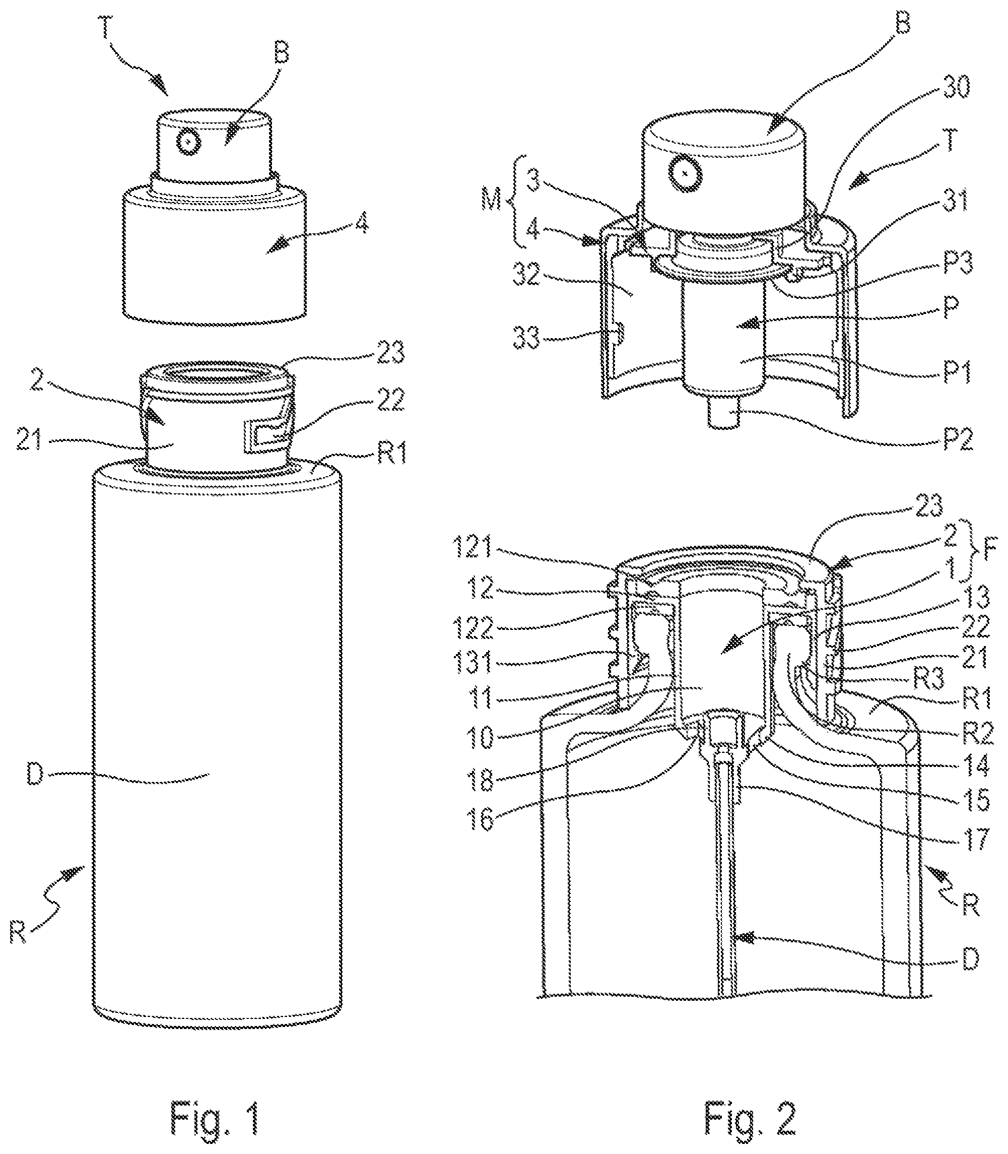 Patent US12350692 Figure 1 – Fluid product dispenser