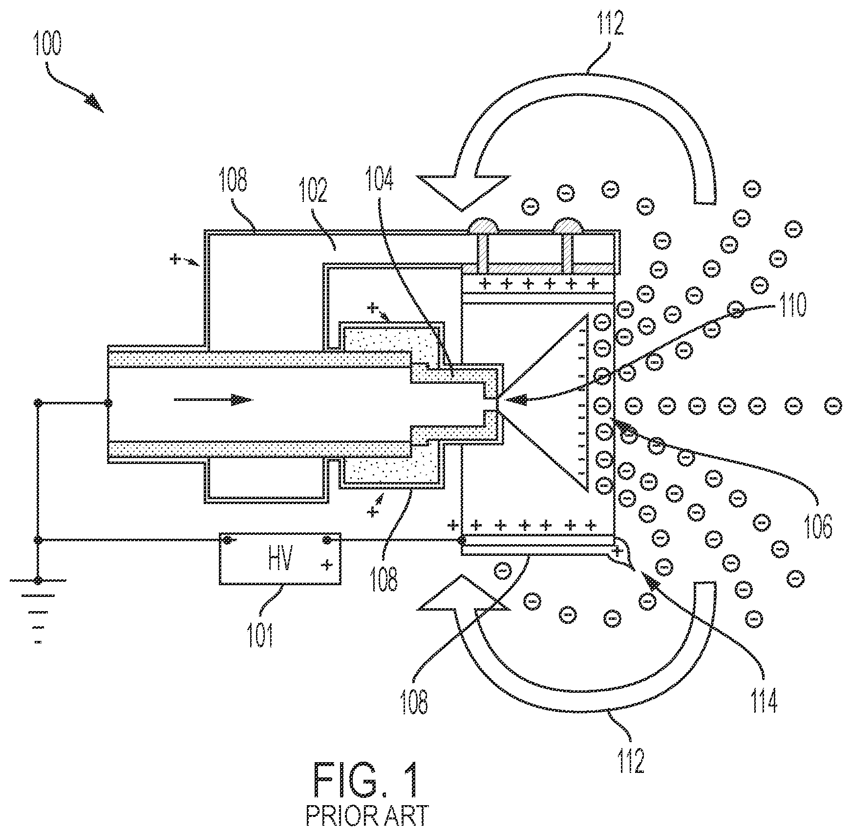 Patent US12350698 — Induction device for electrostatic spray nozzle assembly — Figure 1