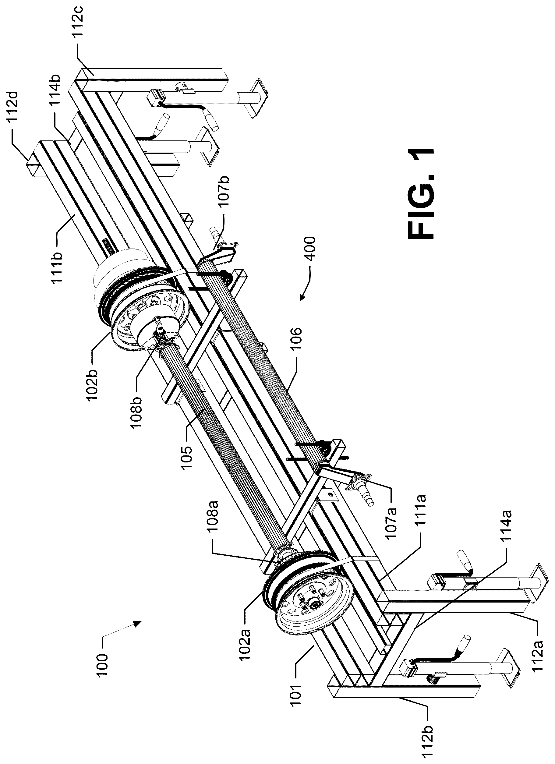 Patent US12350761 — On-site trailer axle manufacturing jig — Figure 1
