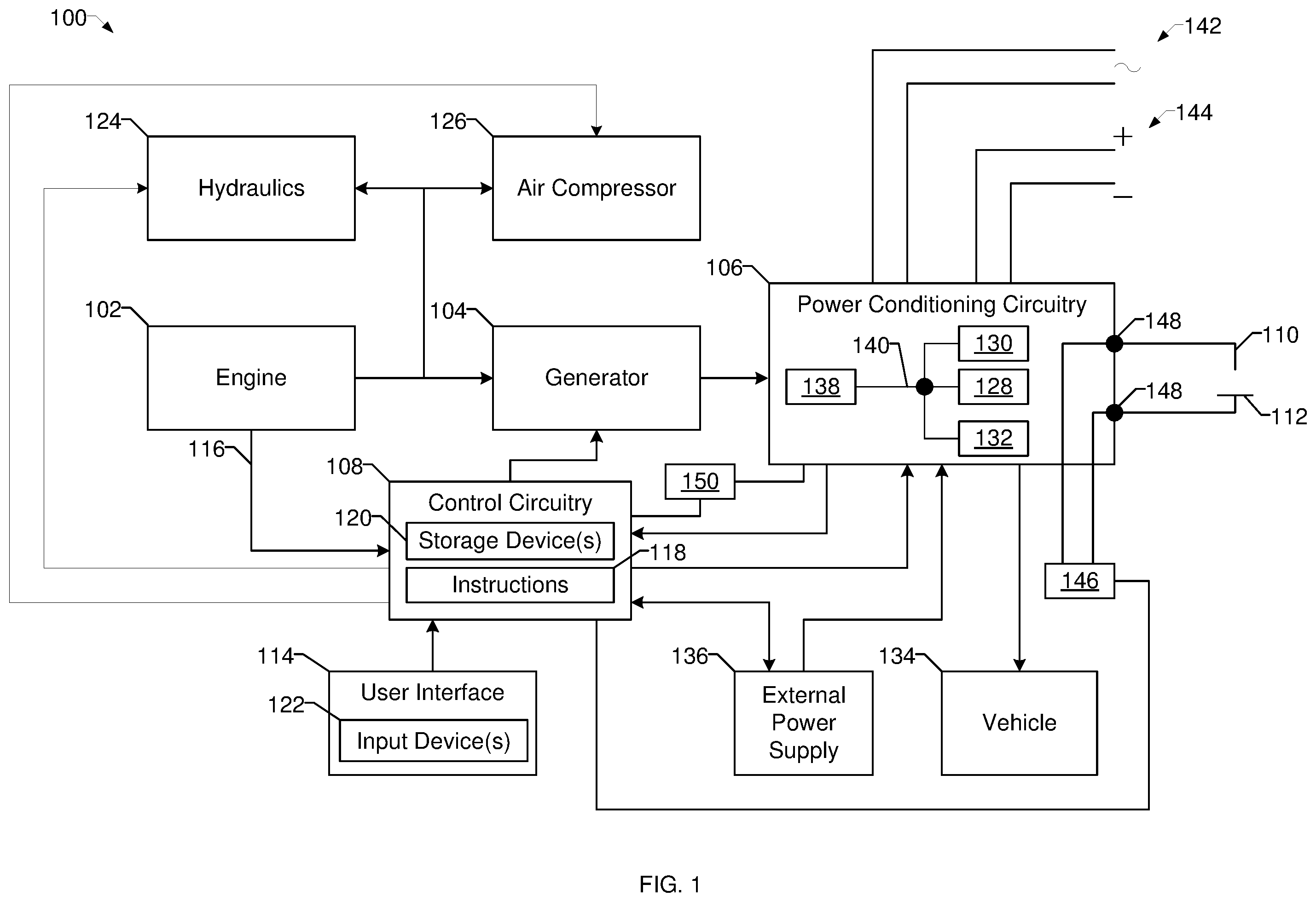 Patent US12350765 Figure 1 – Engine-driven power systems and methods for automatic engine starting