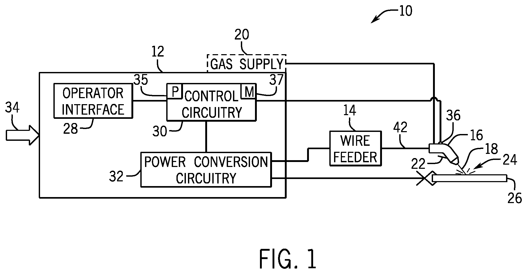 Patent US12350769 — Contact tip, gas diffuser, and nozzle for welding torch — Figure 1