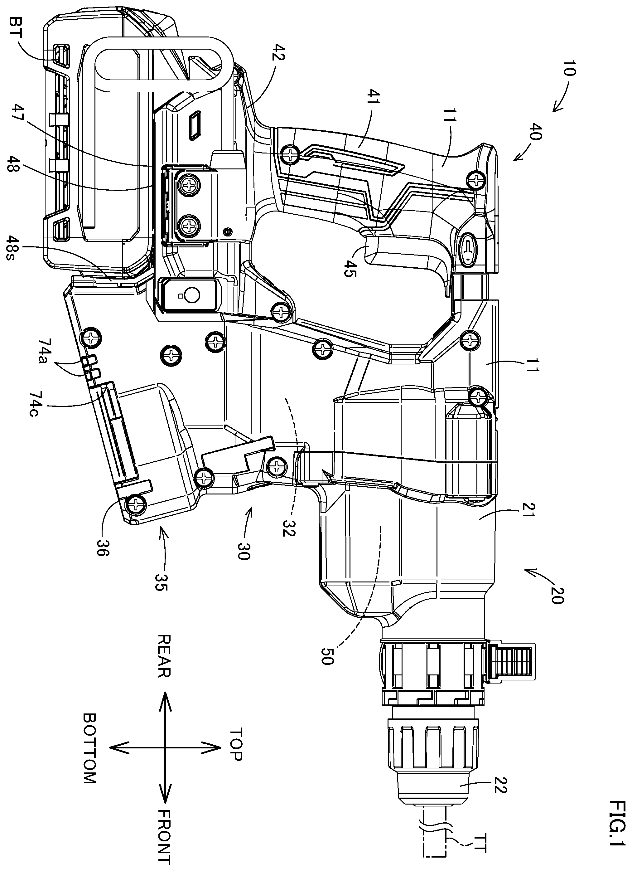 Patent US12350806 — Power tool having a hammer mechanism — Figure 1