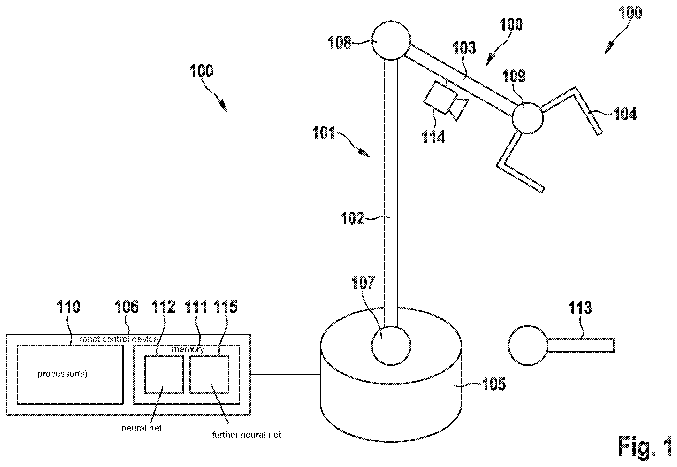 Patent US12350847 — Method for controlling a robot for manipulating, in particular picking up, an object — Figure 1