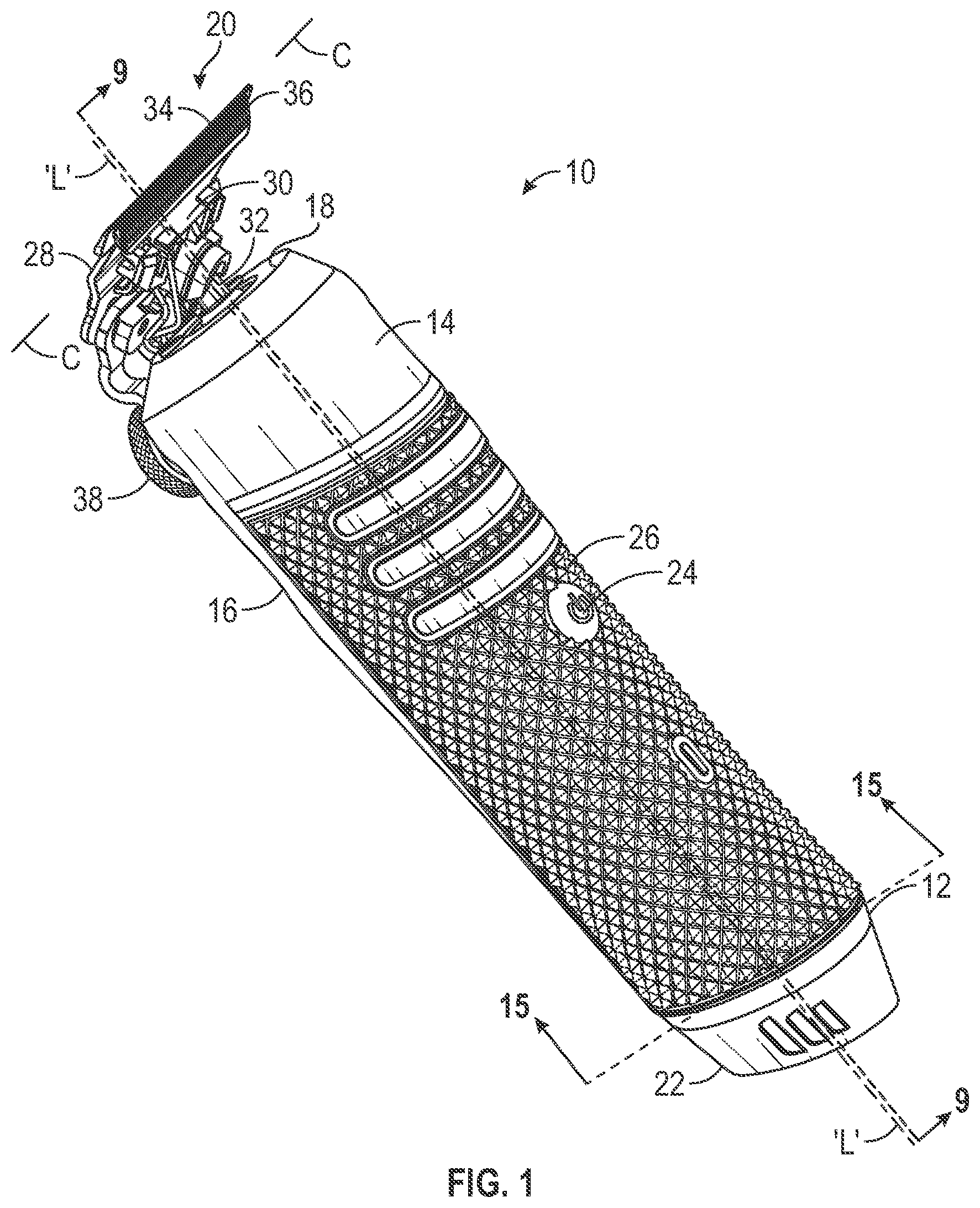 Patent US12350849 Figure 1 – Hair trimmer housing with enhanced motor mount
