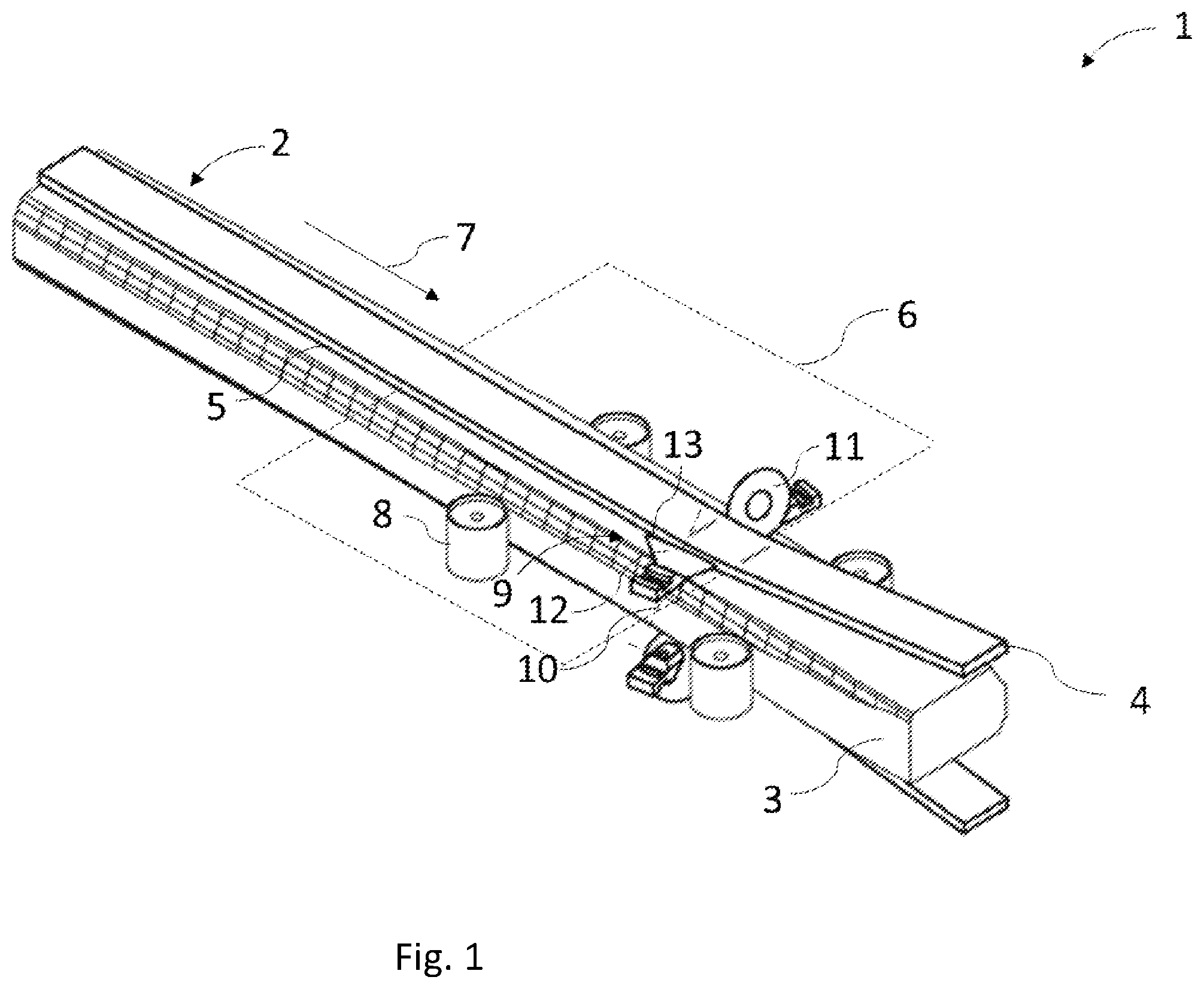 Patent US12350856 Figure 1 – Apparatus for separating a sawn timber package into main and side products