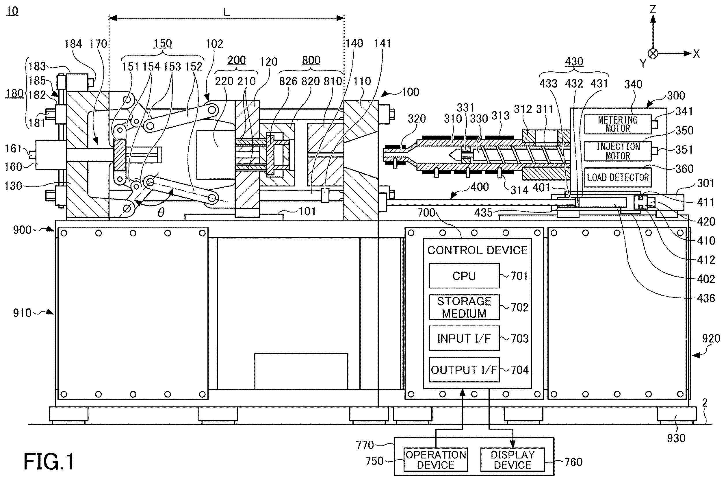 Patent US12350870 — Control device of injection molding machine, injection molding machine, and recording medium — Figure 1