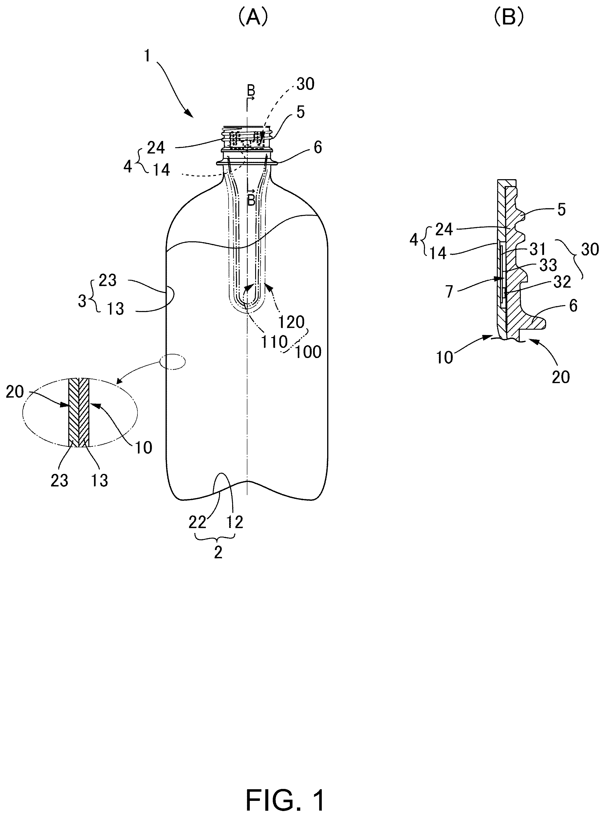 Patent US12350875 — Preform layered body and layered container — Figure 1