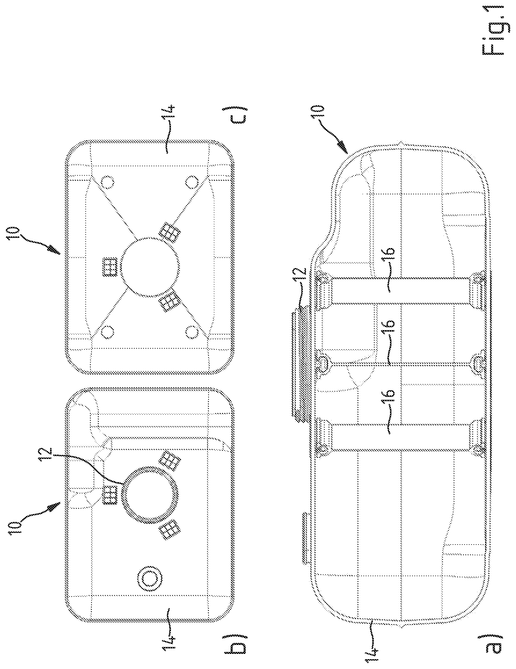 Patent US12350876 — Fuel tank with stiffening device — Figure 1
