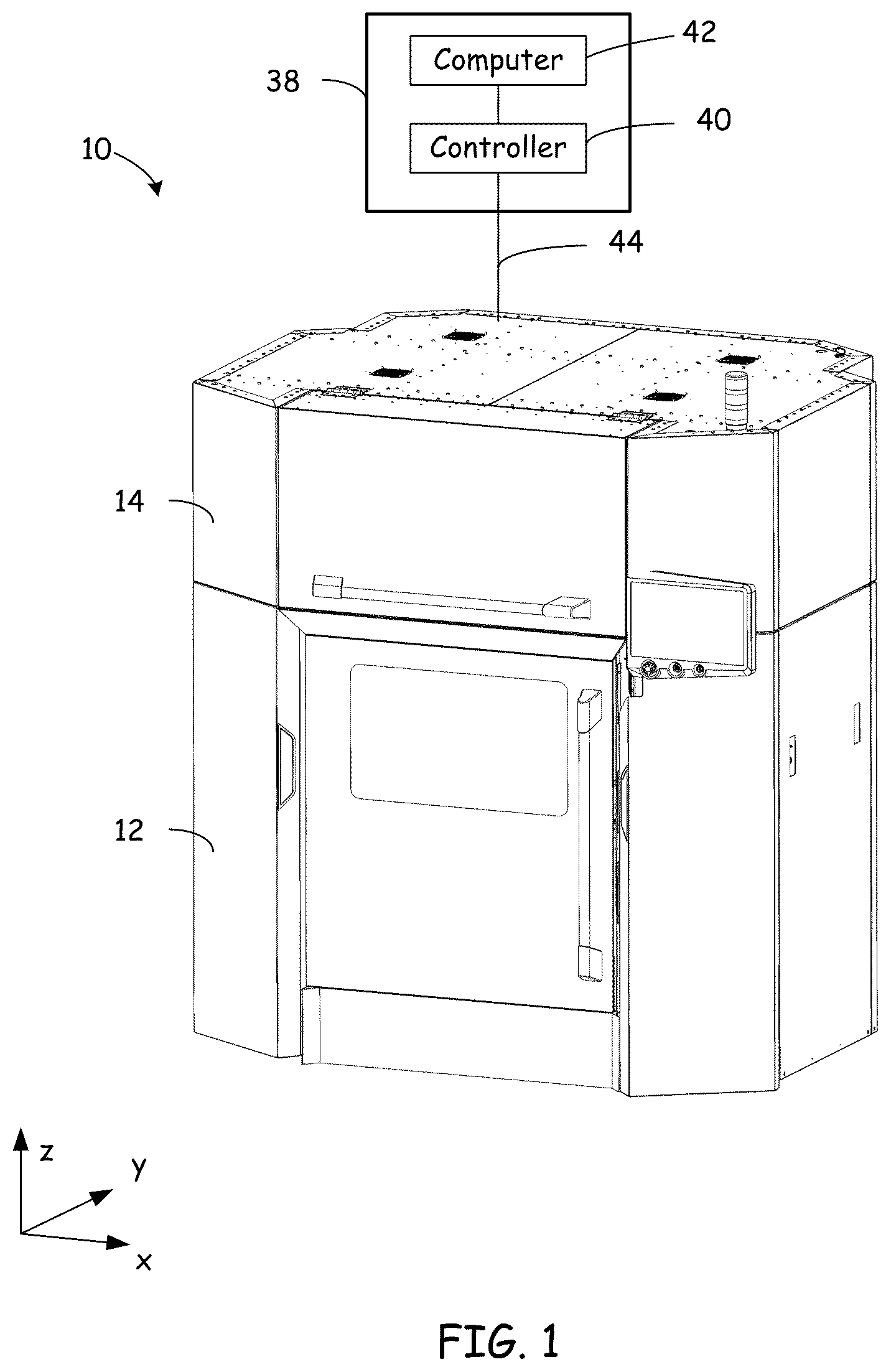Patent US12350884 — Local z print head positioning system in a 3D printer — Figure 1