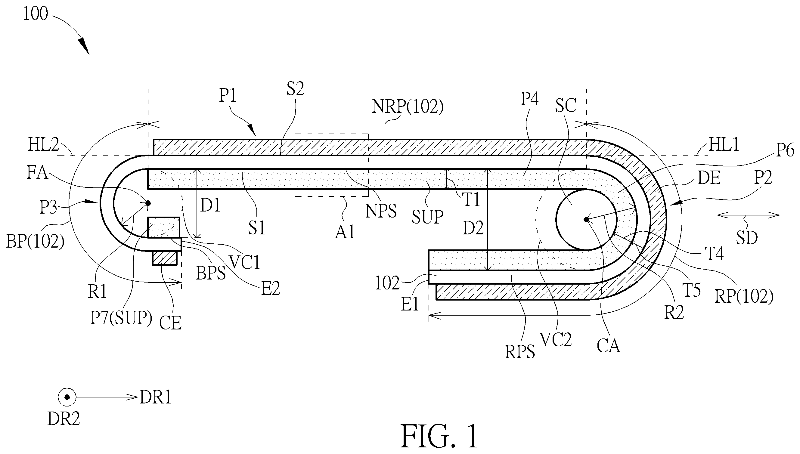 Patent US12350913 Figure 1 – Rollable display device