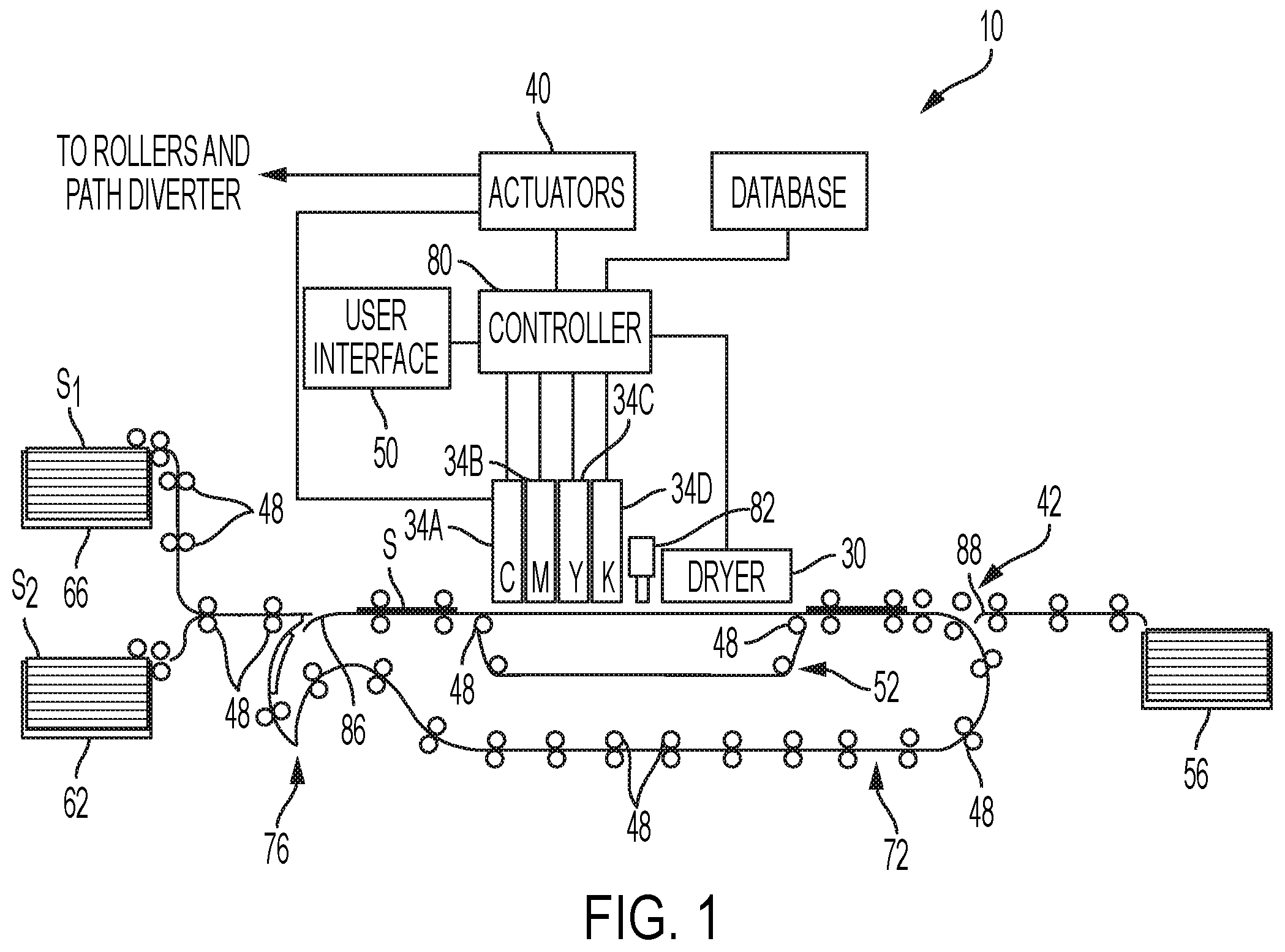 Patent US12350930 Figure 1 – Print head angle and stitch alignment during full speed printer operation