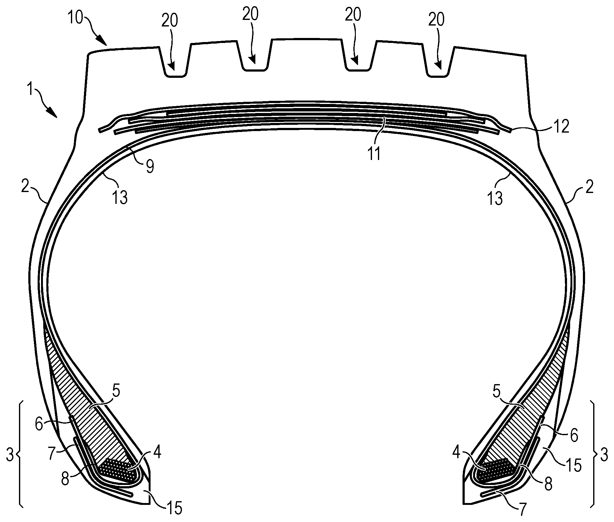 Patent US12350968 — Sustainable tire — Figure 1