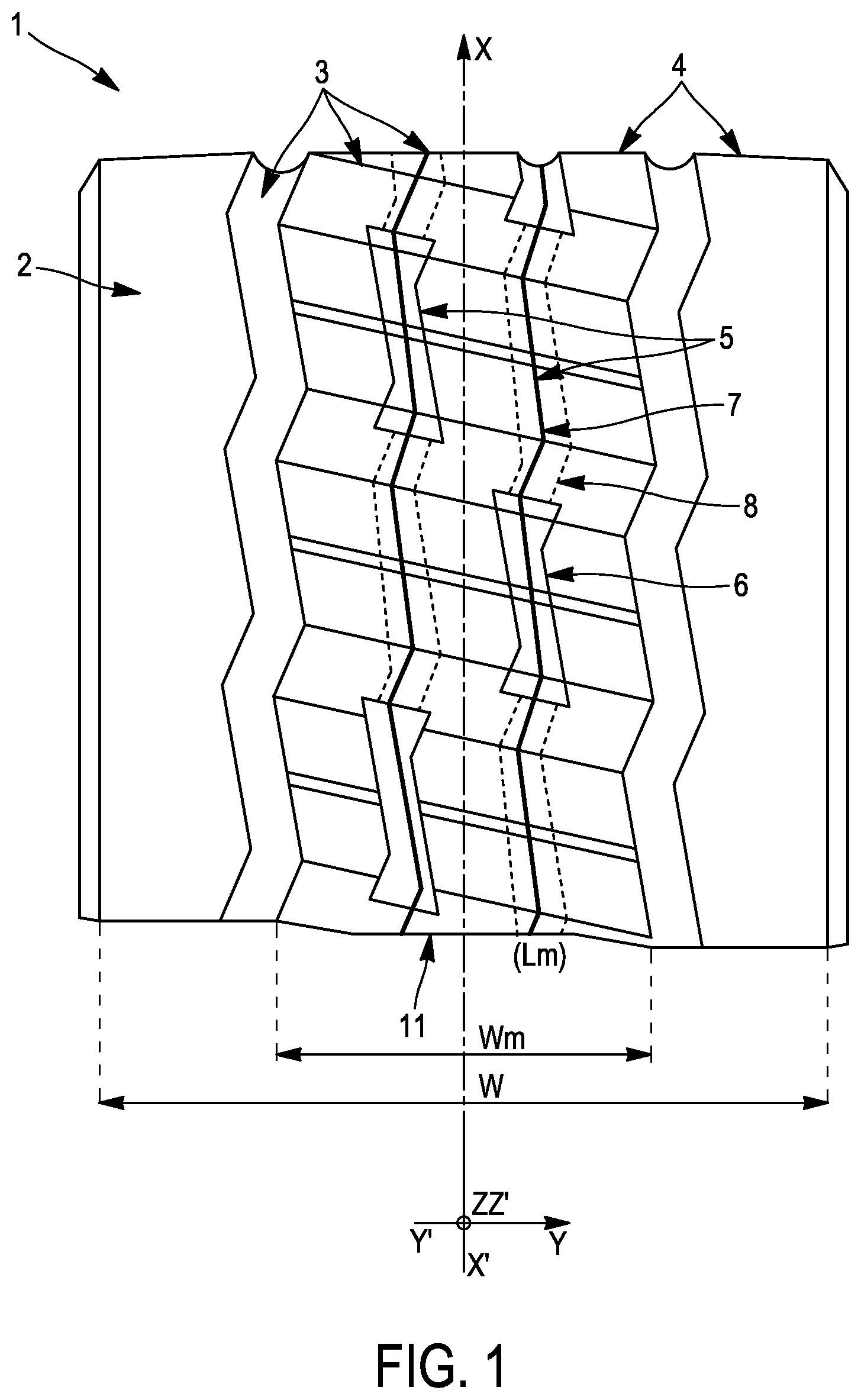 Patent US12350971 — Tire tread for a heavy-duty vehicle having improved resistance to attack — Figure 1