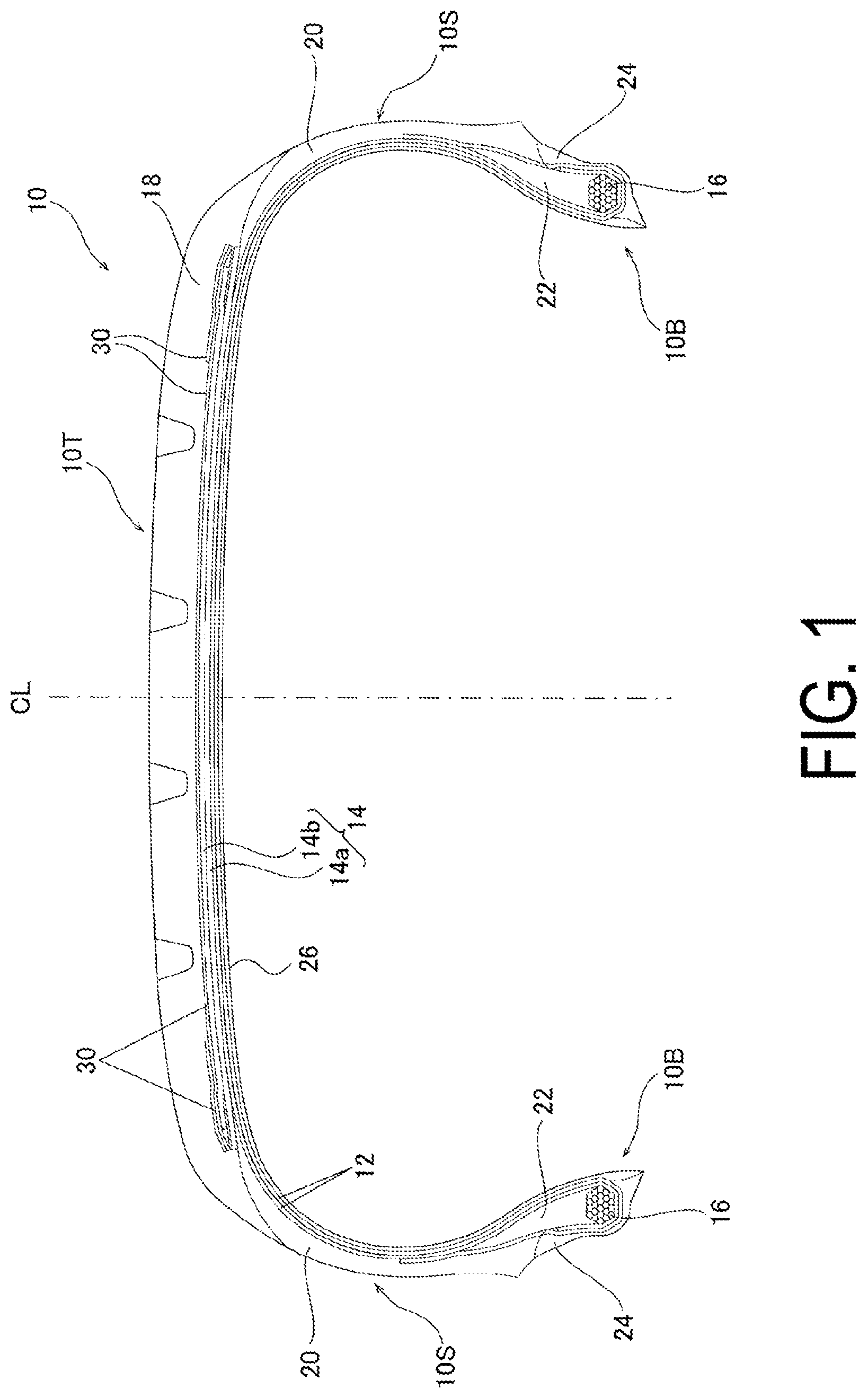 Patent US12350973 — Tire — Figure 1