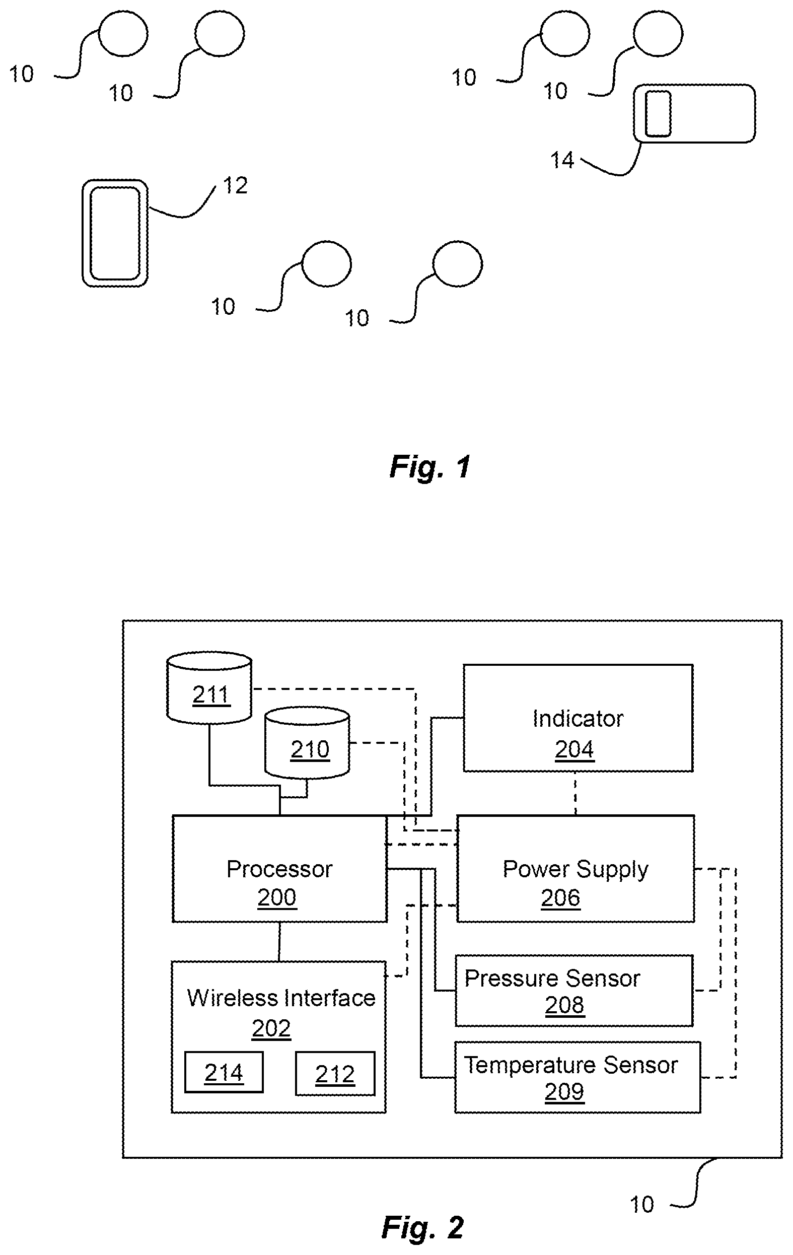 Patent US12350979 — Tyre monitoring device configuration — Figure 1