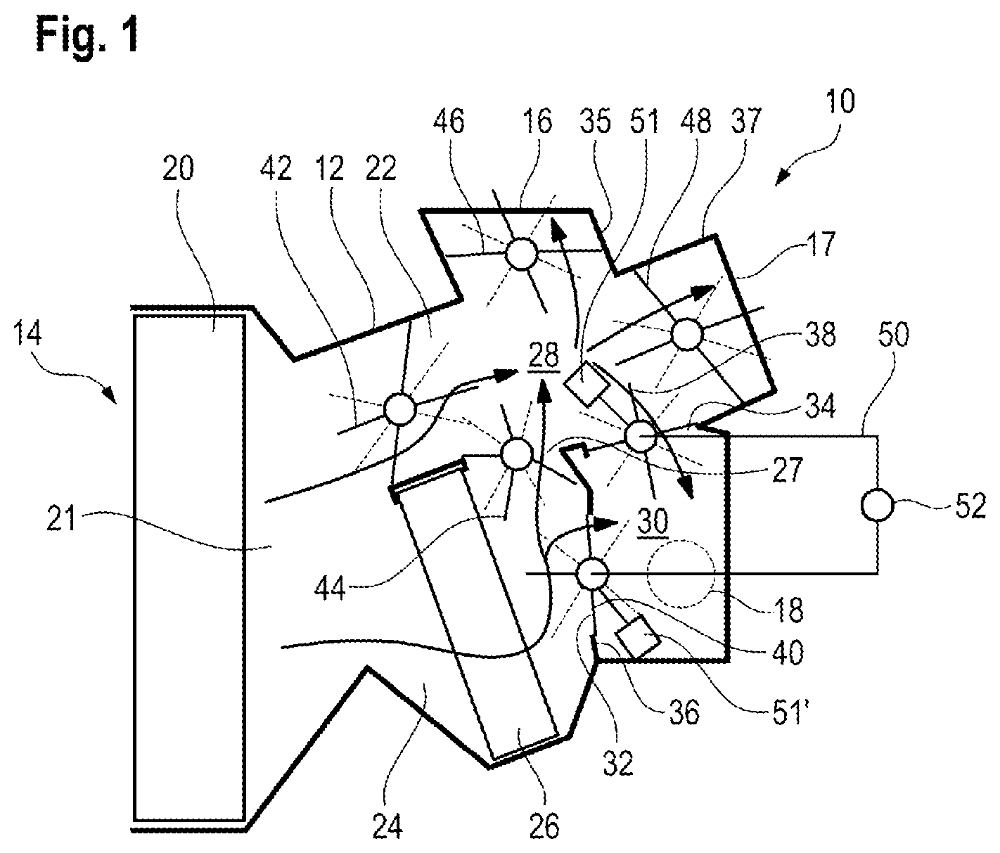 Patent US12350995 — Heating, ventilation and/or air conditioning unit for a car — Figure 1