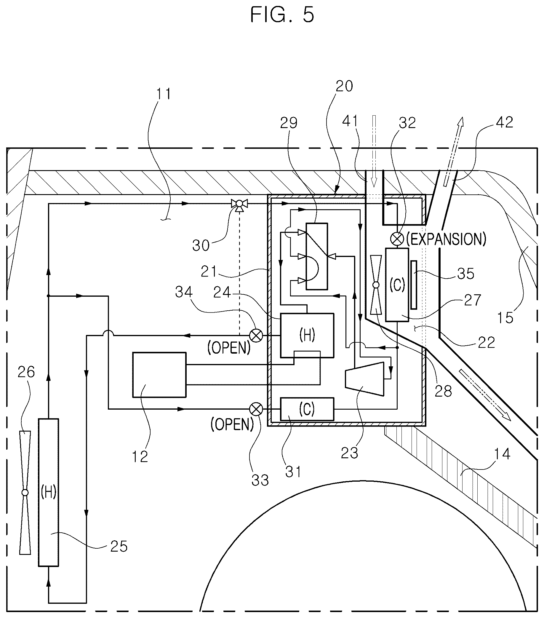 Patent US12350998 Figure 5 – Modular air conditioning system for electric vehicle