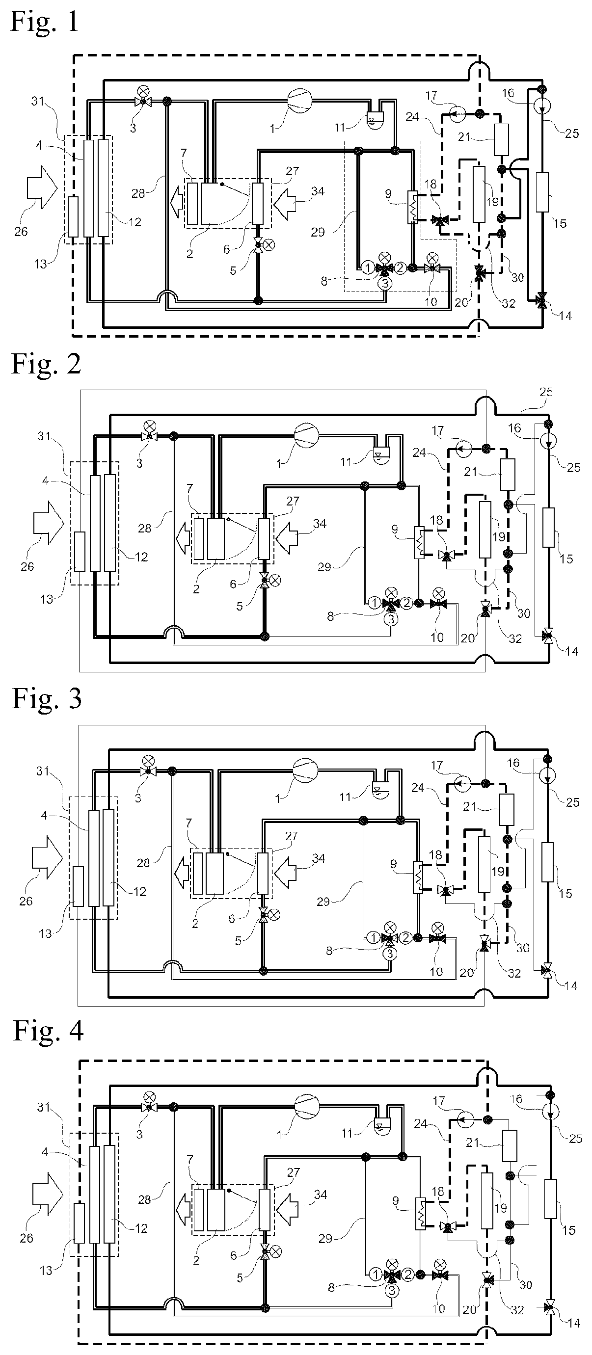 Patent US12351001 — Heat pump assembly with a chiller for battery-powered vehicles and methods of operating the heat pump assembly — Figure 1