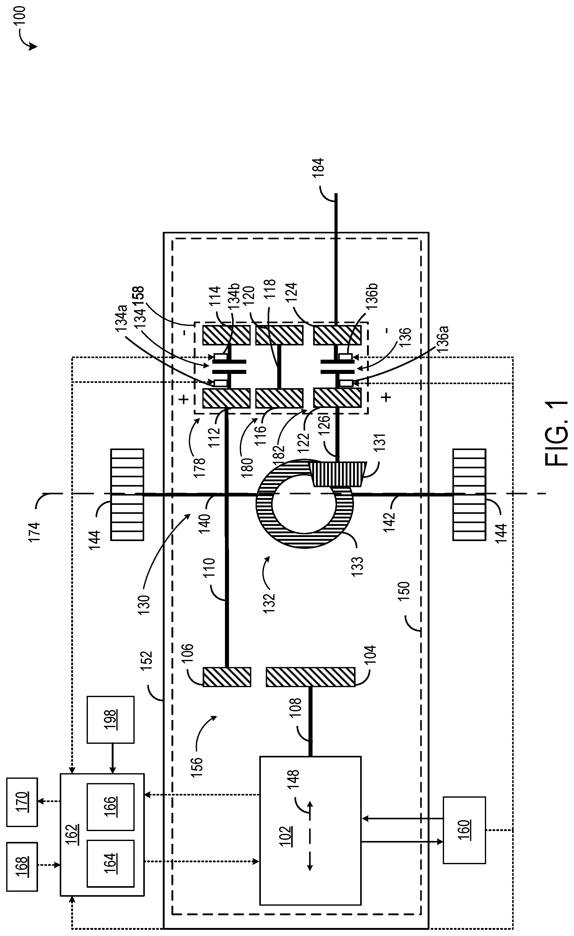 Patent US12351009 Figure 1 – Systems and methods for an electric axle