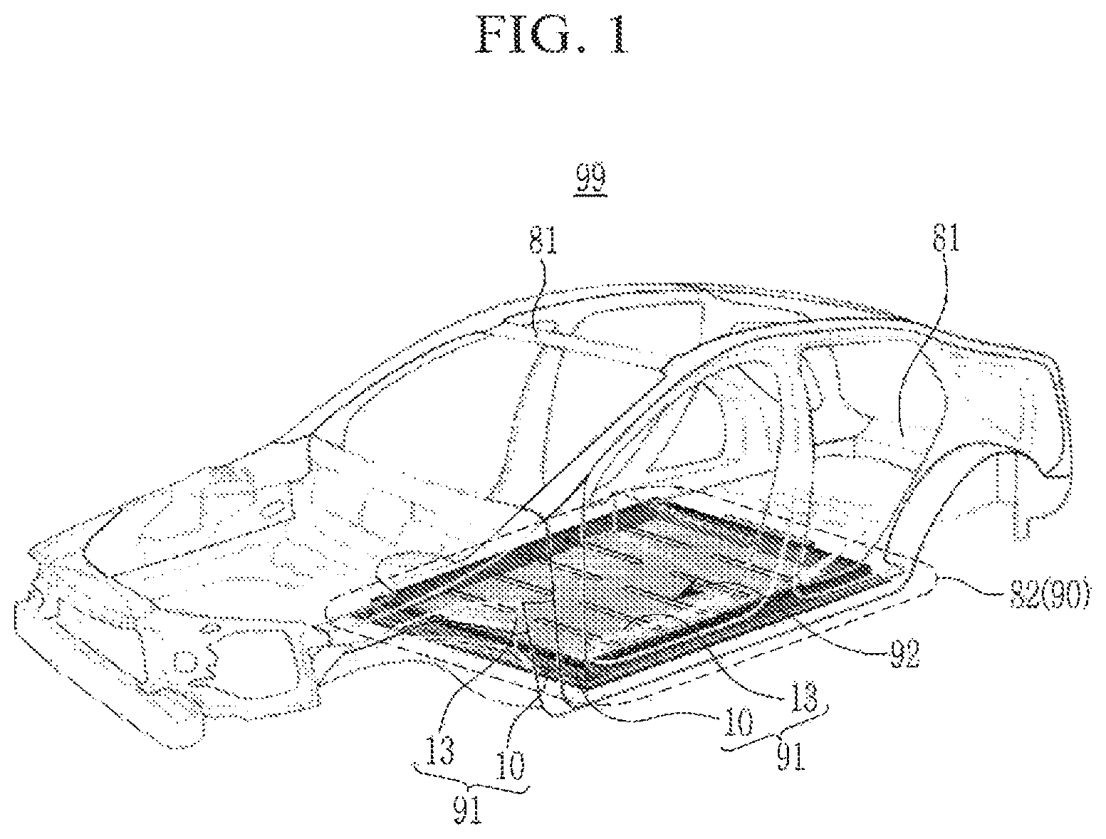 Patent US12351013 Figure 1 – Chassis components, vehicle battery system integrally formed with chassis components, and integrated battery system vehicle comprising same