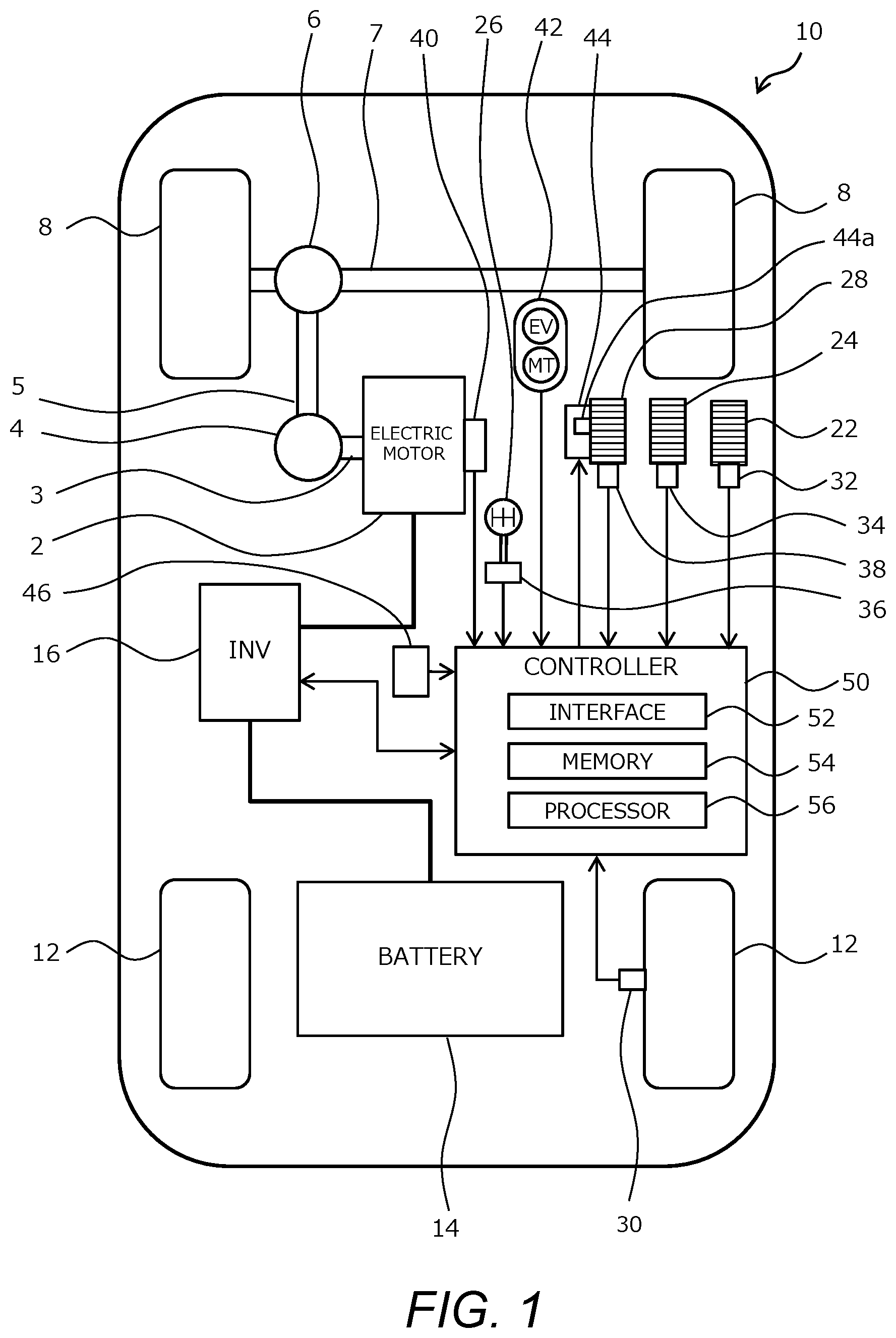 Patent US12351038 — Electric vehicle — Figure 1