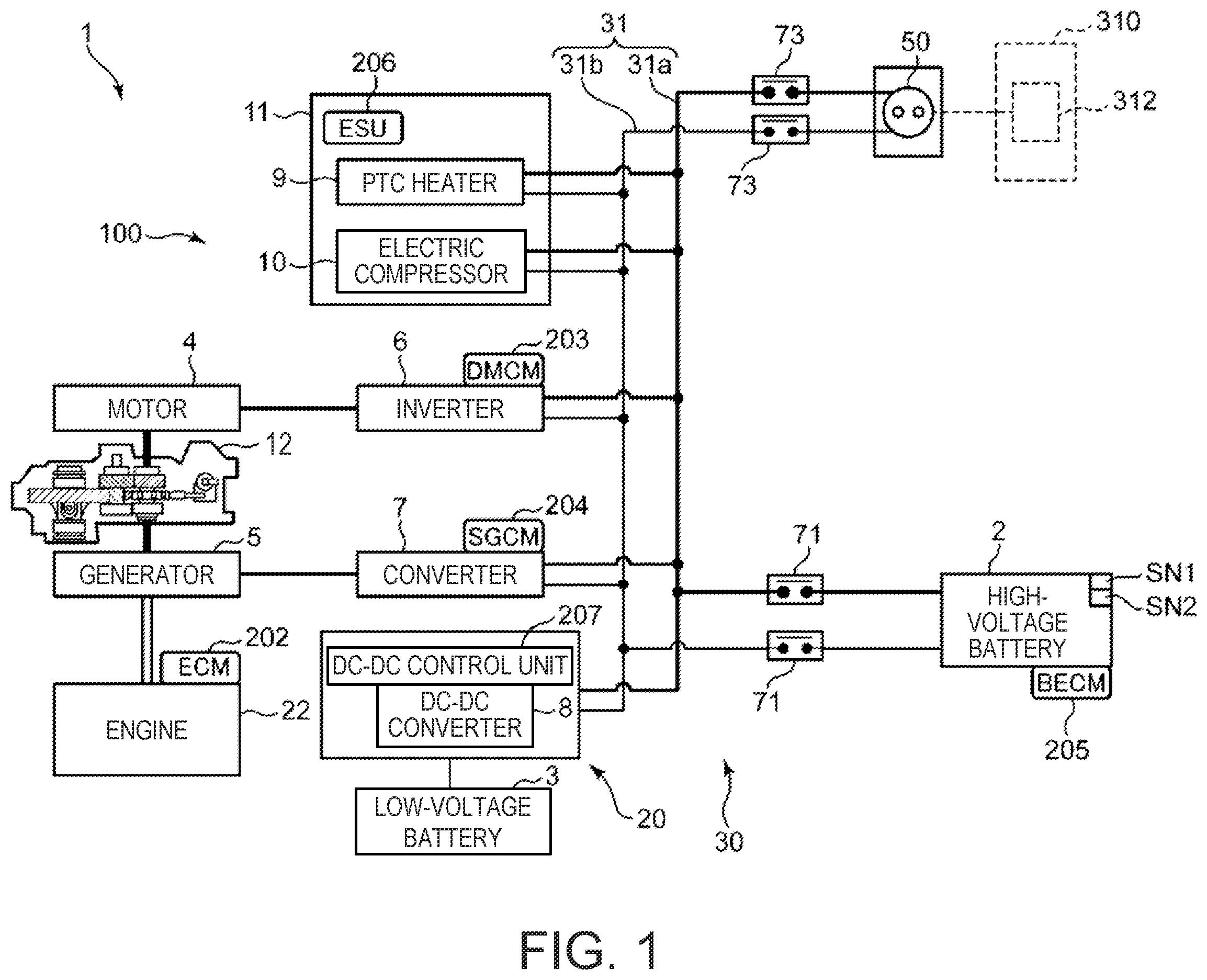 Patent US12351048 — Battery charging control device for vehicle — Figure 1