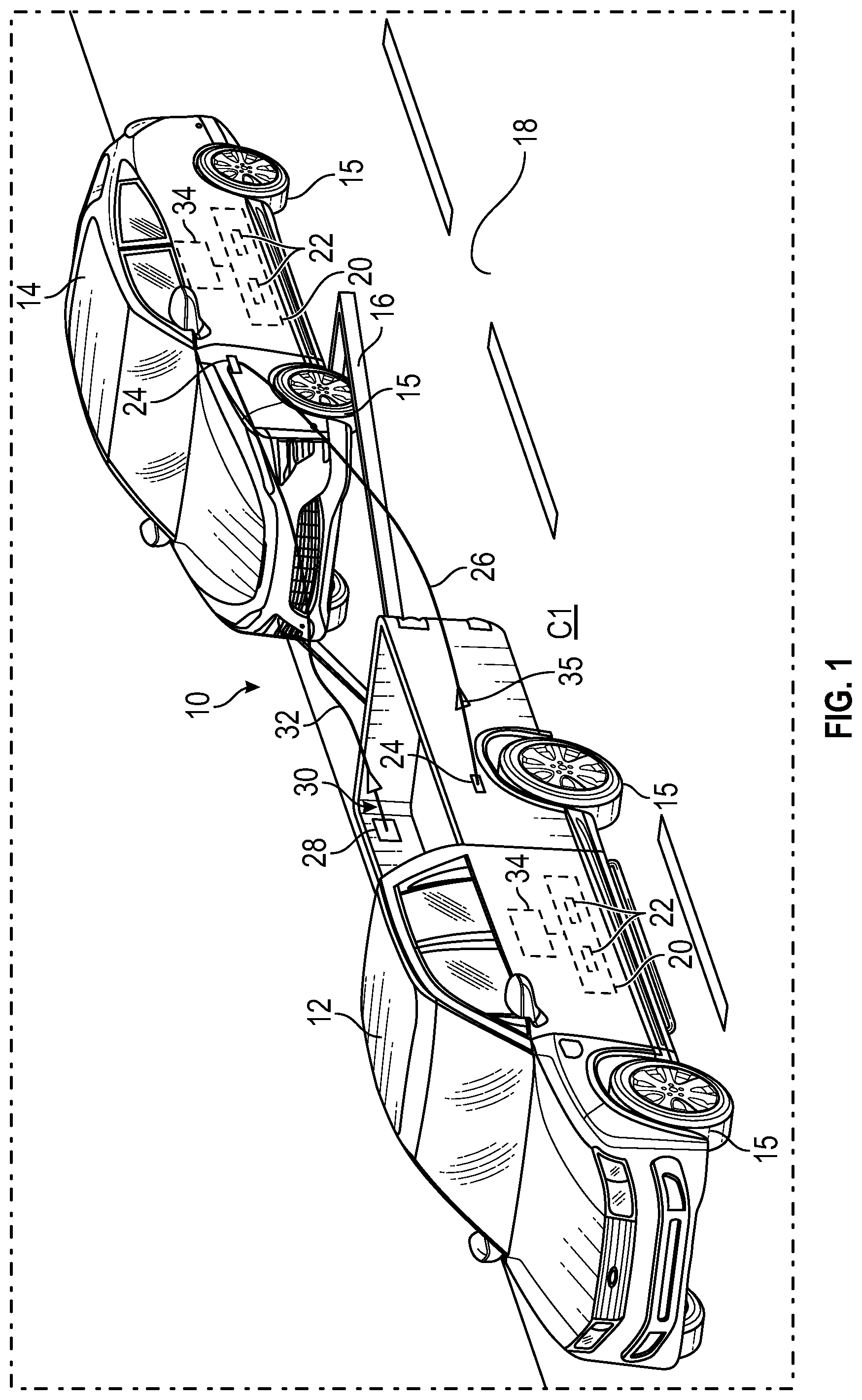 Patent US12351049 — Charging cord designs and routing configurations for use during in-flight bidirectional charging of electrified vehicles — Figure 1
