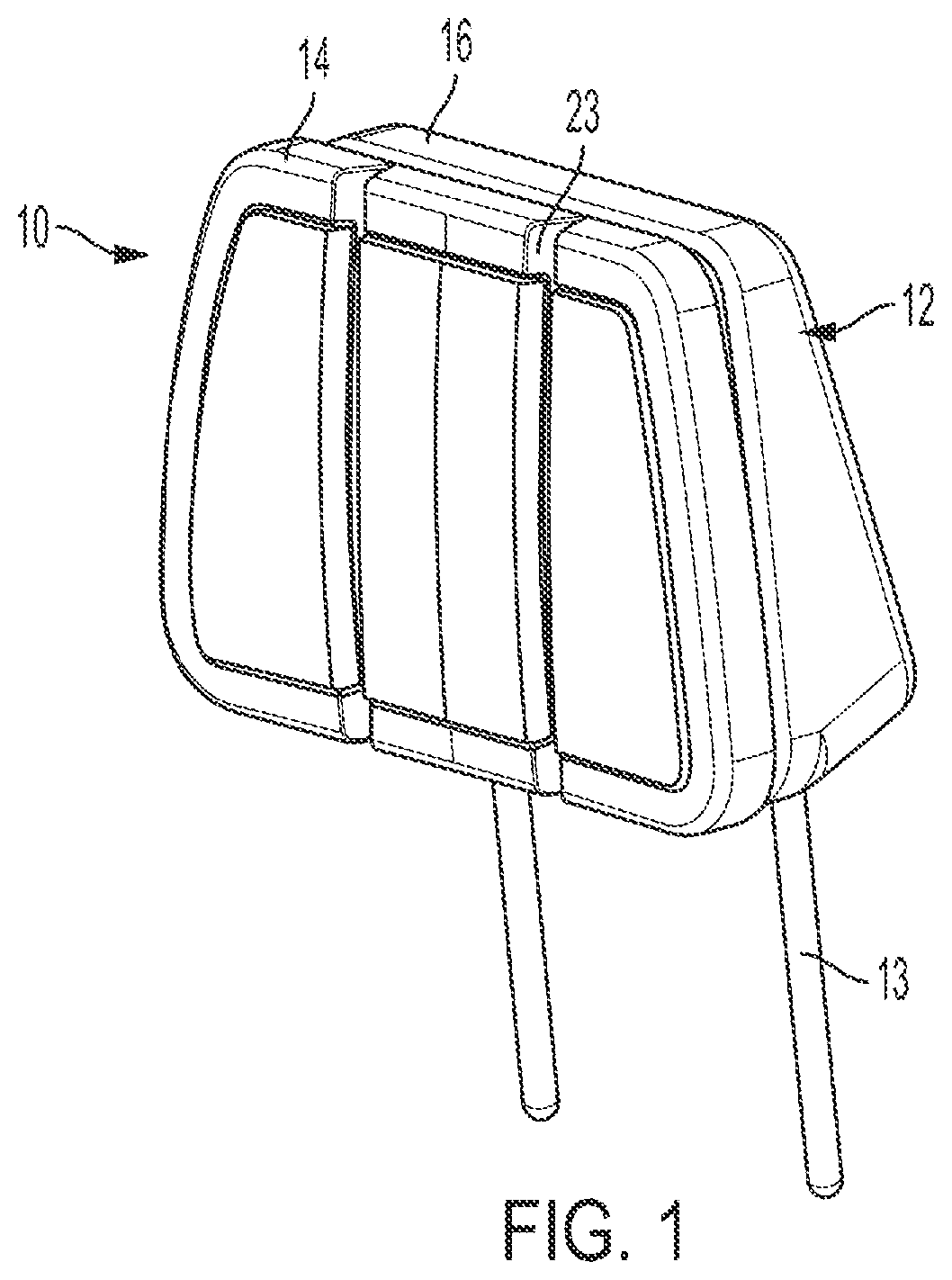 Patent US12351090 — Headrest assembly with friction hinge — Figure 1