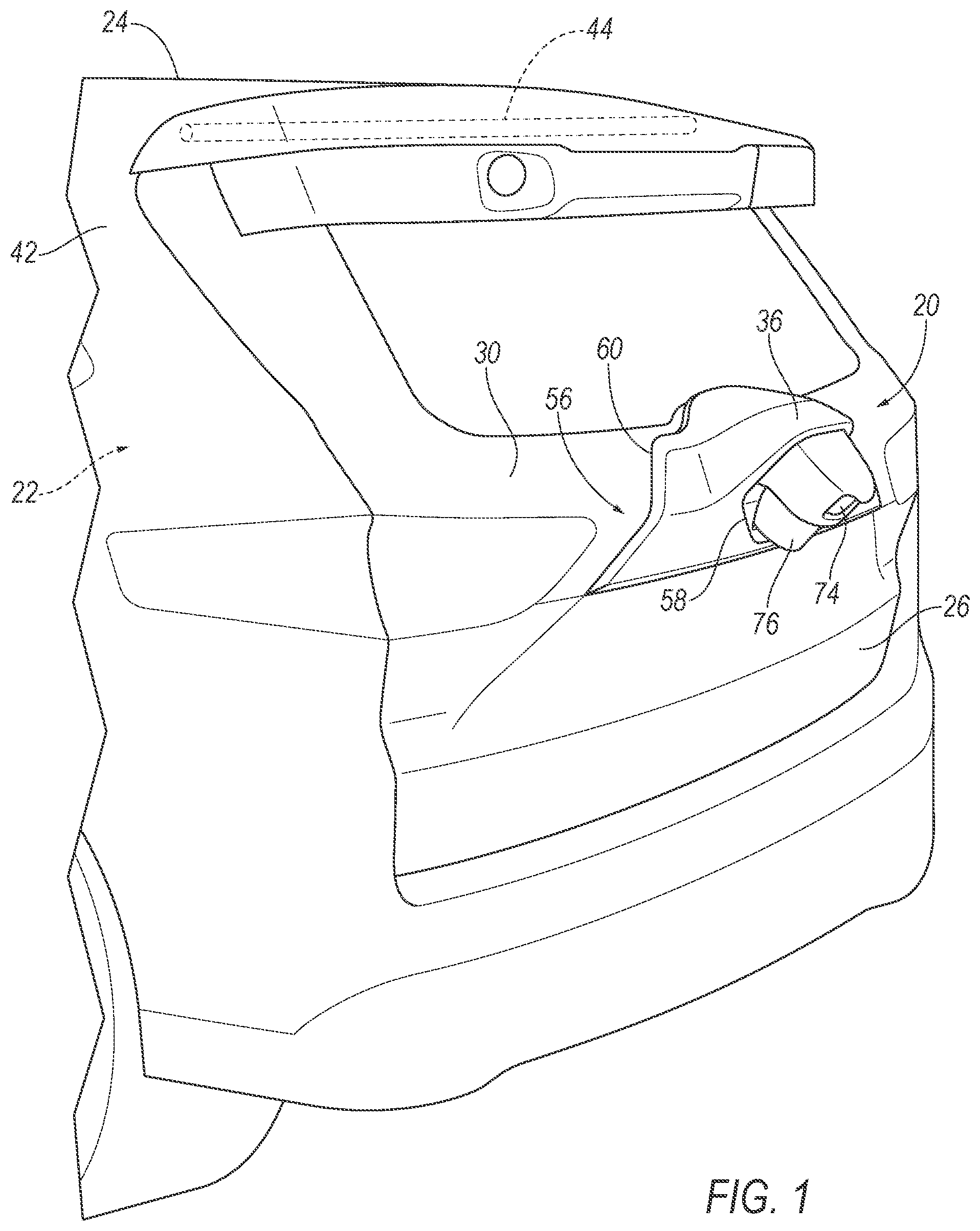 Patent US12351112 — Liftgate mounted sensor assembly — Figure 1