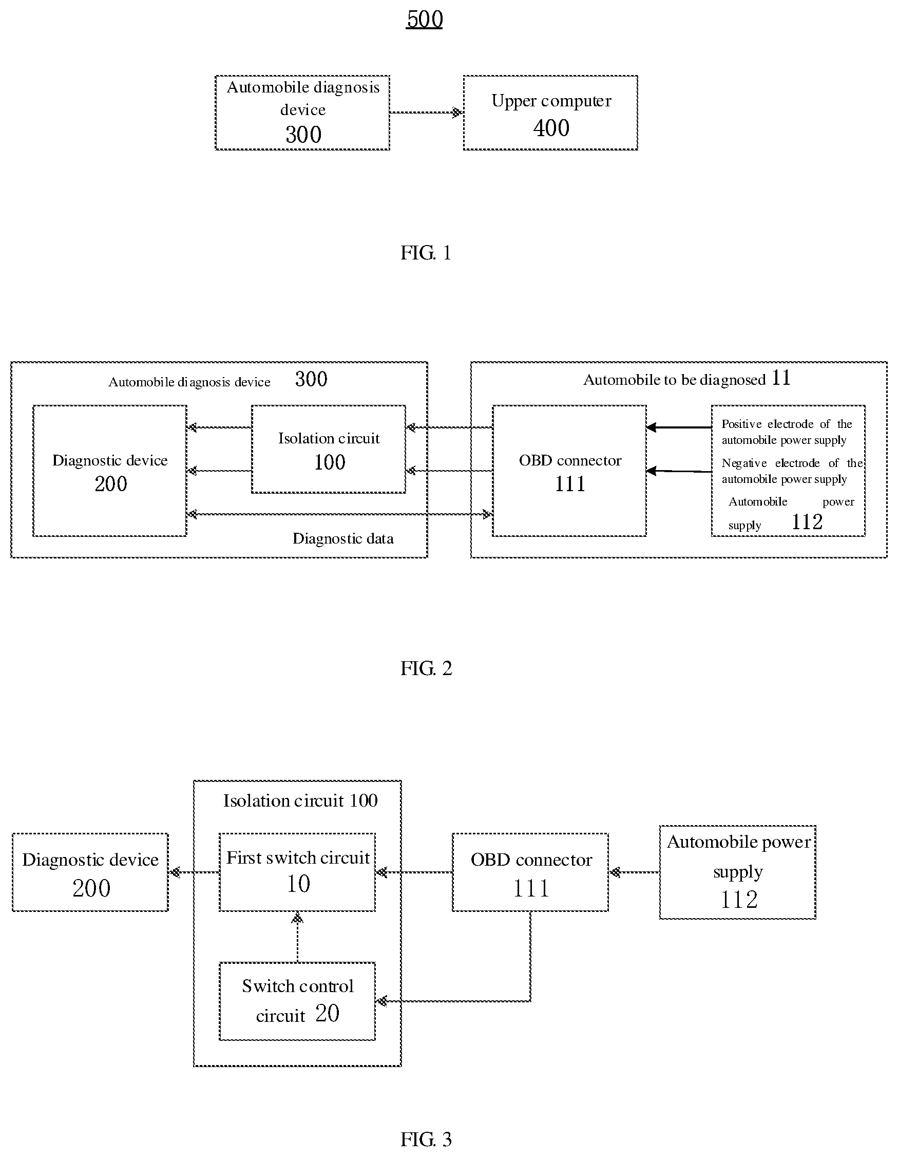 Patent US12351116 — Isolation circuit, automobile diagnosis device, and automobile diagnosis system — Figure 1