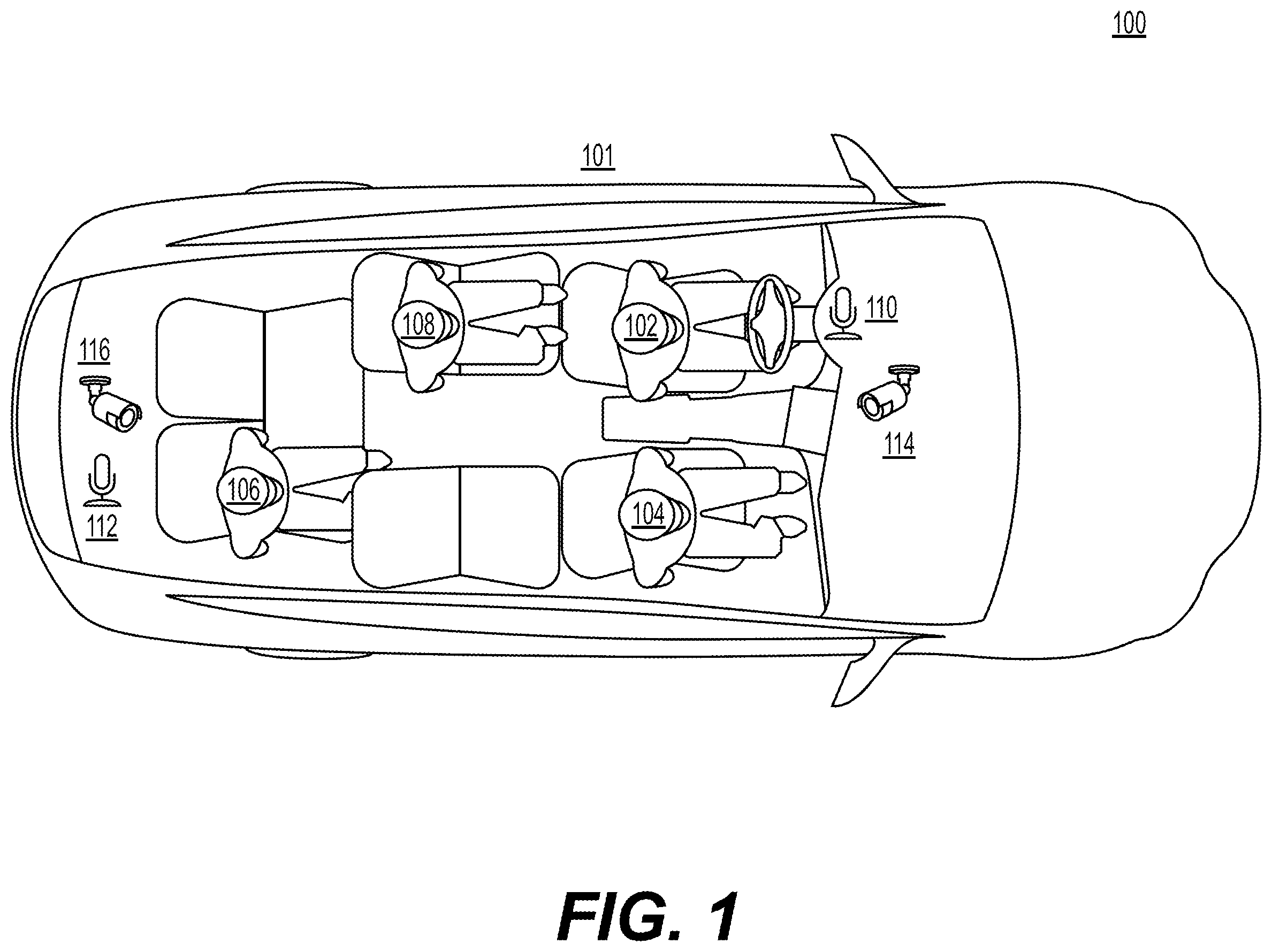 Patent US12351119 Figure 1 – Systems and methods for performing commands in a vehicle using speech and image recognition