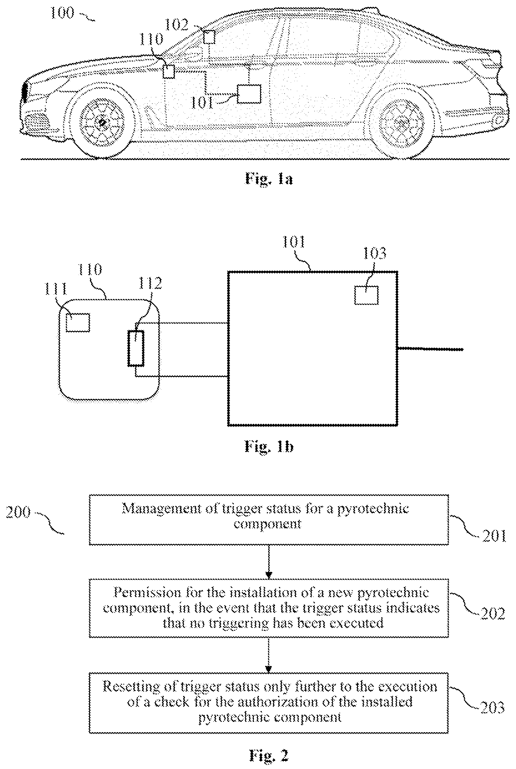 Patent US12351120 — Method and controller for protection from unauthorized installation of a pyrotechnic component — Figure 1
